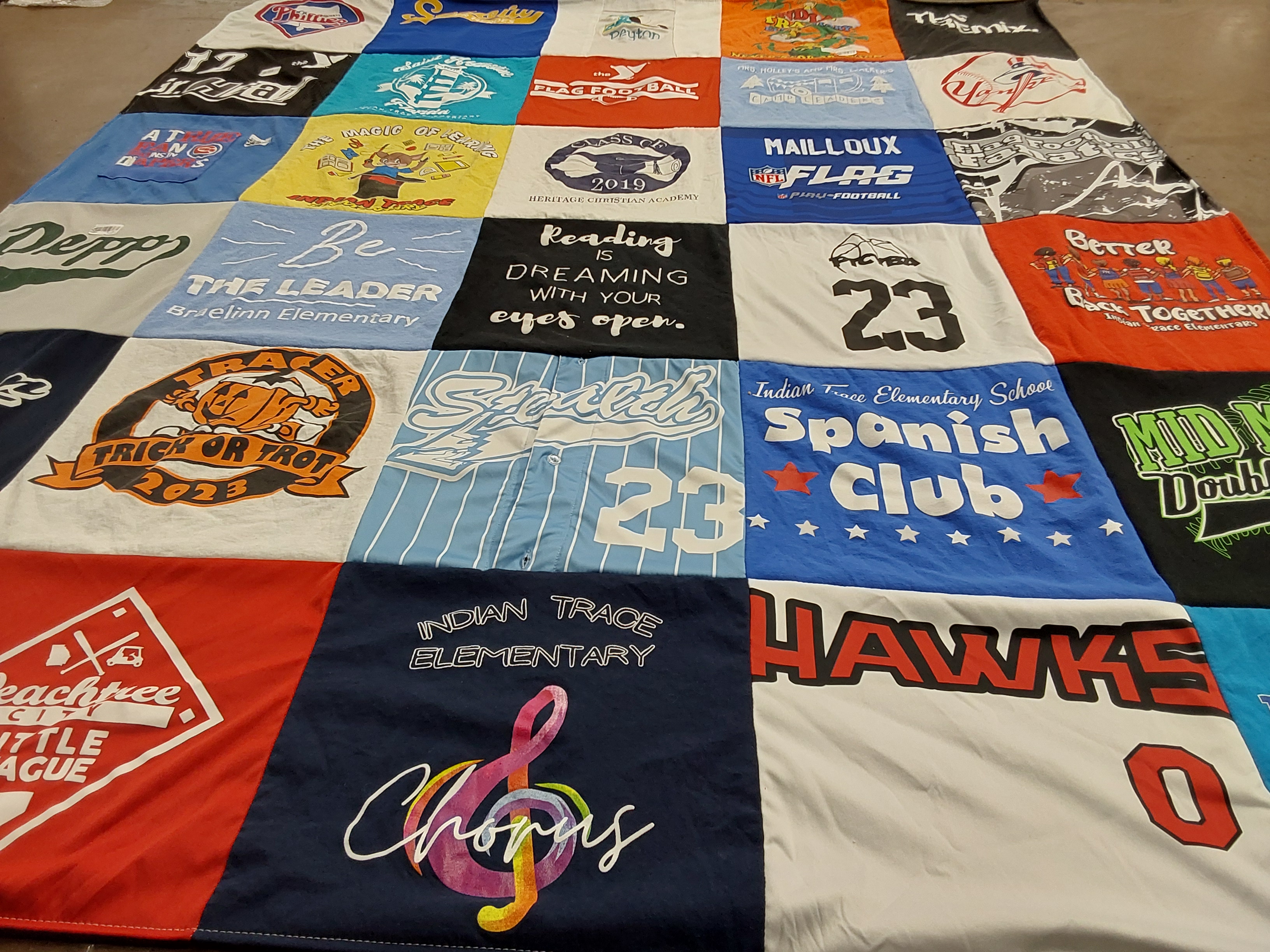 T-shirt quilt featuring peachtree city little league, football by Jen from OH