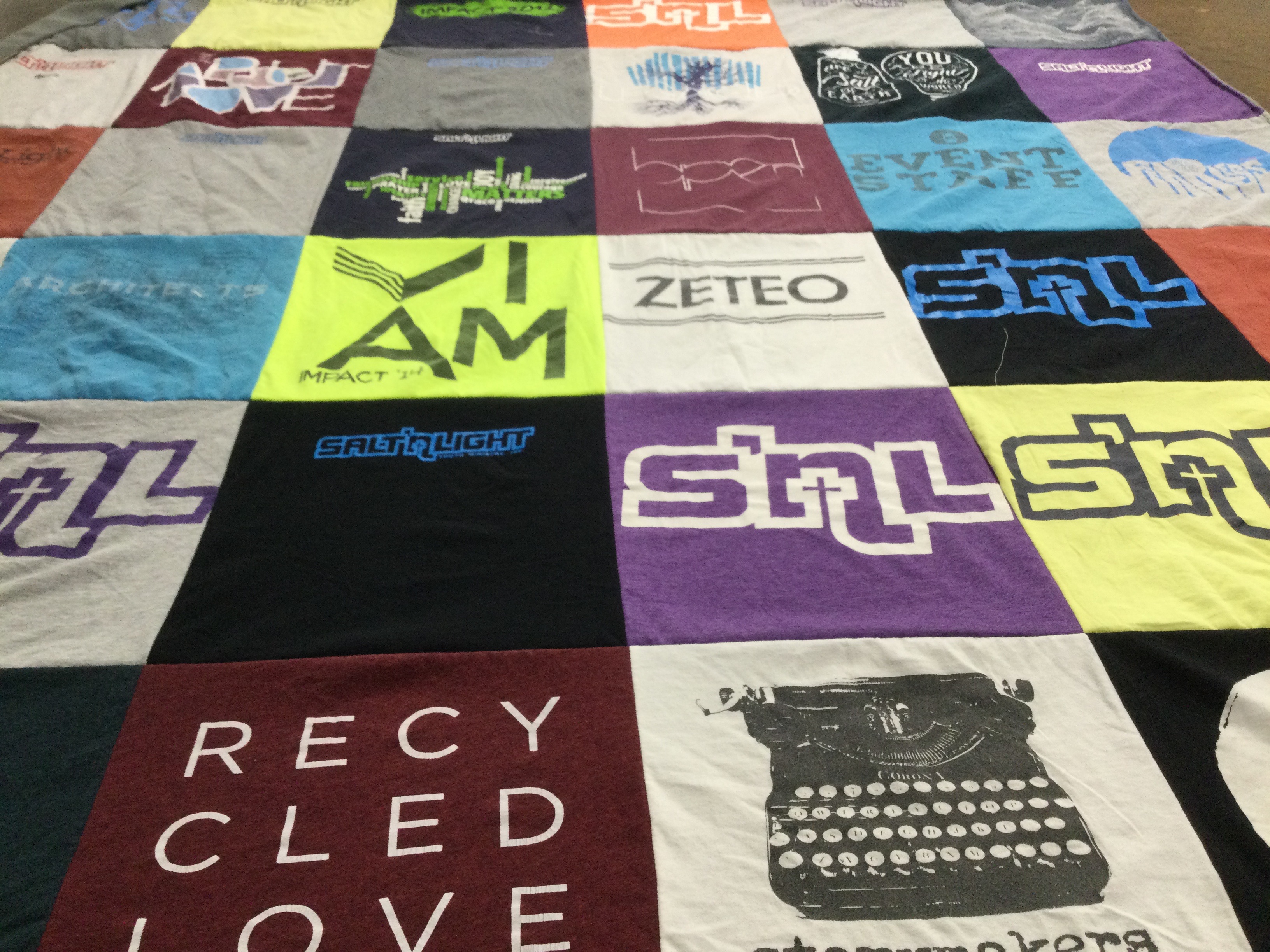T-shirt quilt with volunteering, community service themes by Kimberly from TN