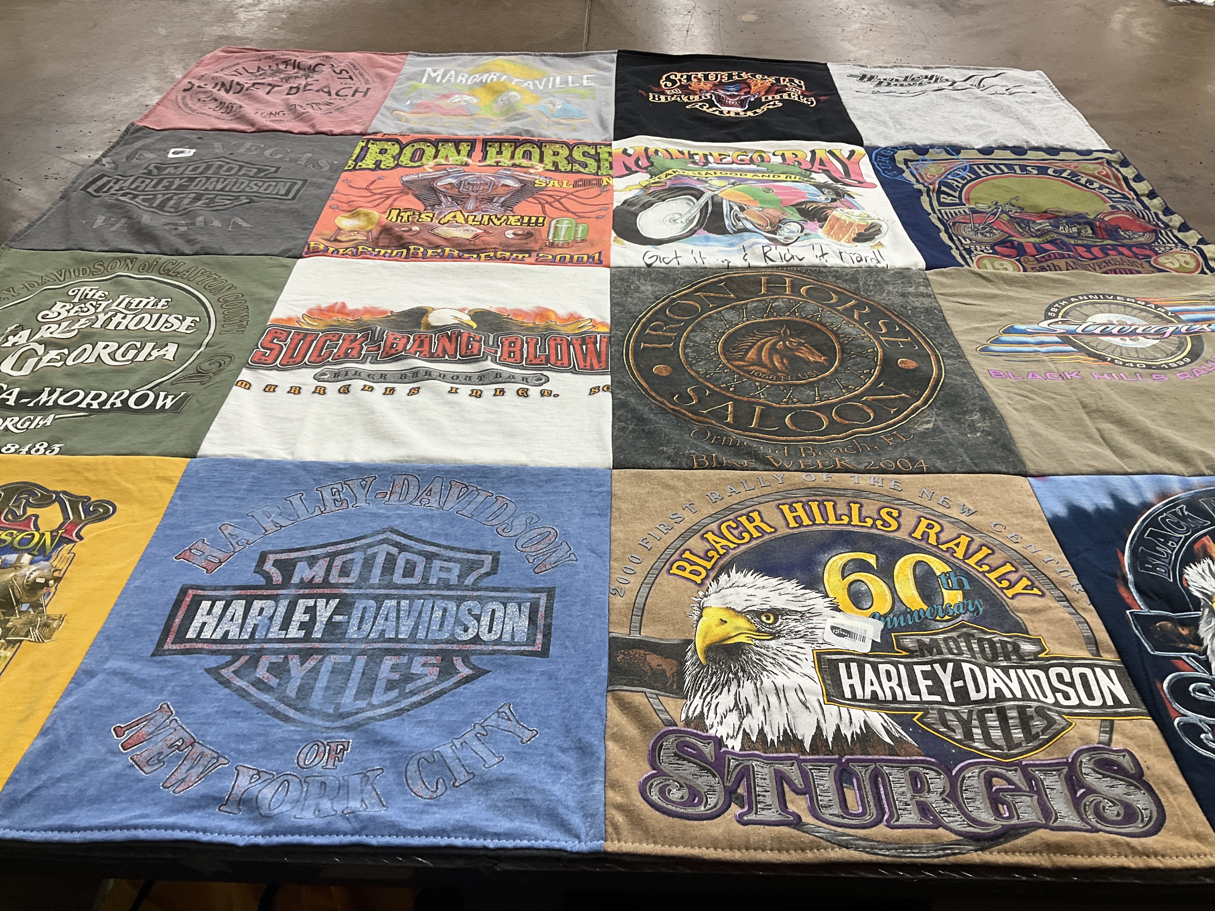 T-shirt quilt with motorcycles, biking themes by Jeanna from SC