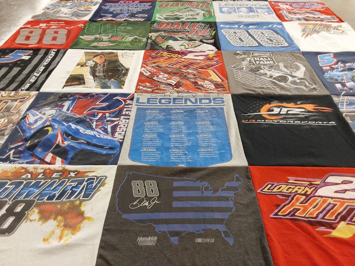 T-shirt quilt with nascar, motorsports themes by Ashley from WV