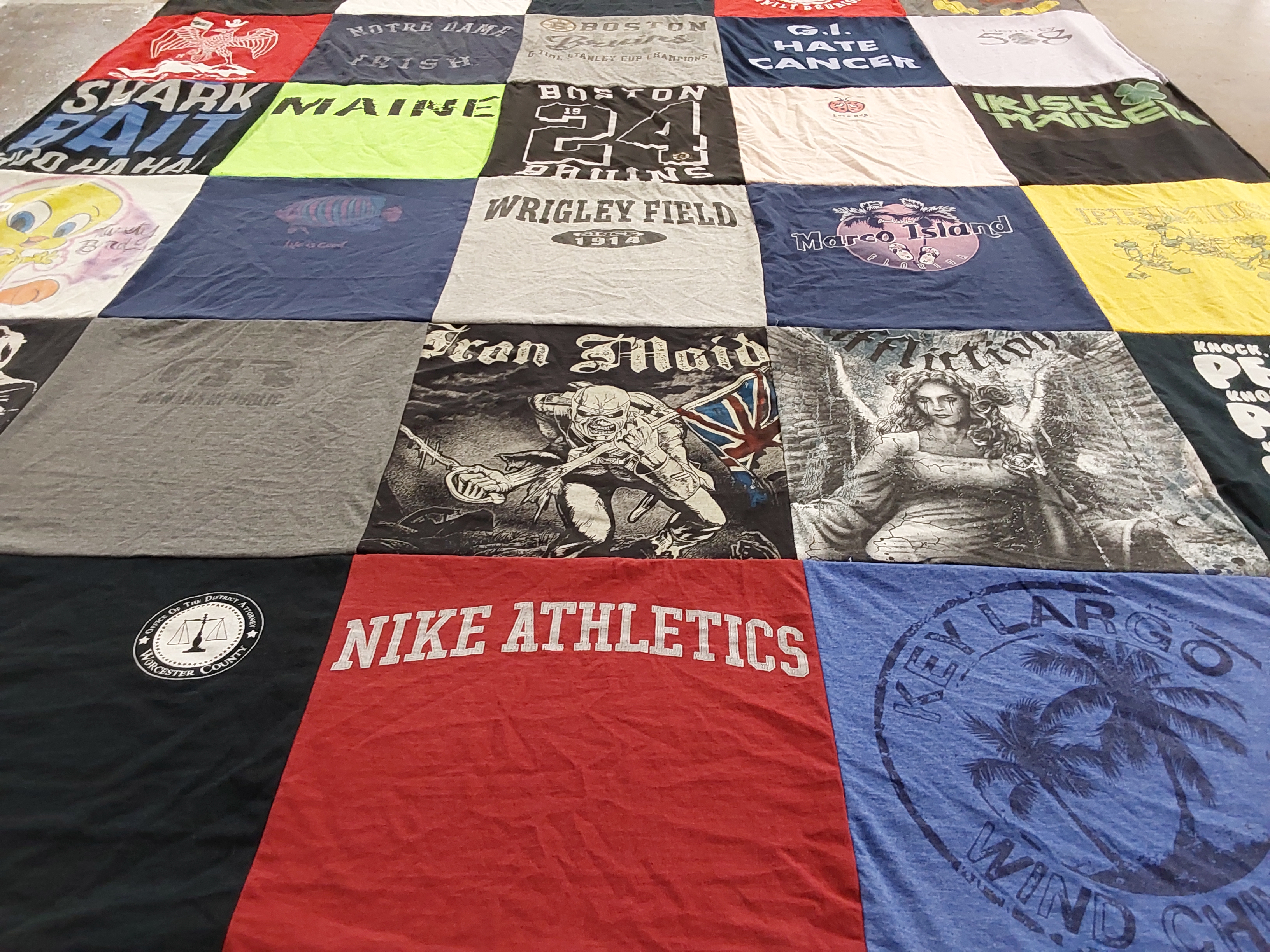 T-shirt quilt from notre dame university by Cheryl from MA