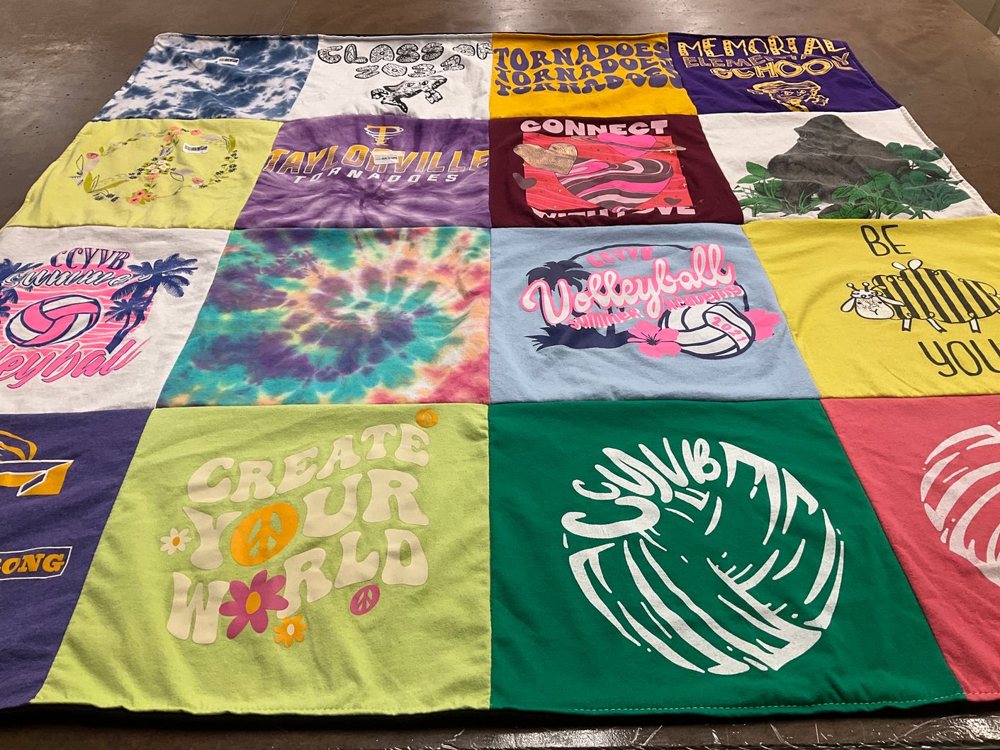T-shirt quilt featuring taylorville tornadoes by Linda from IL