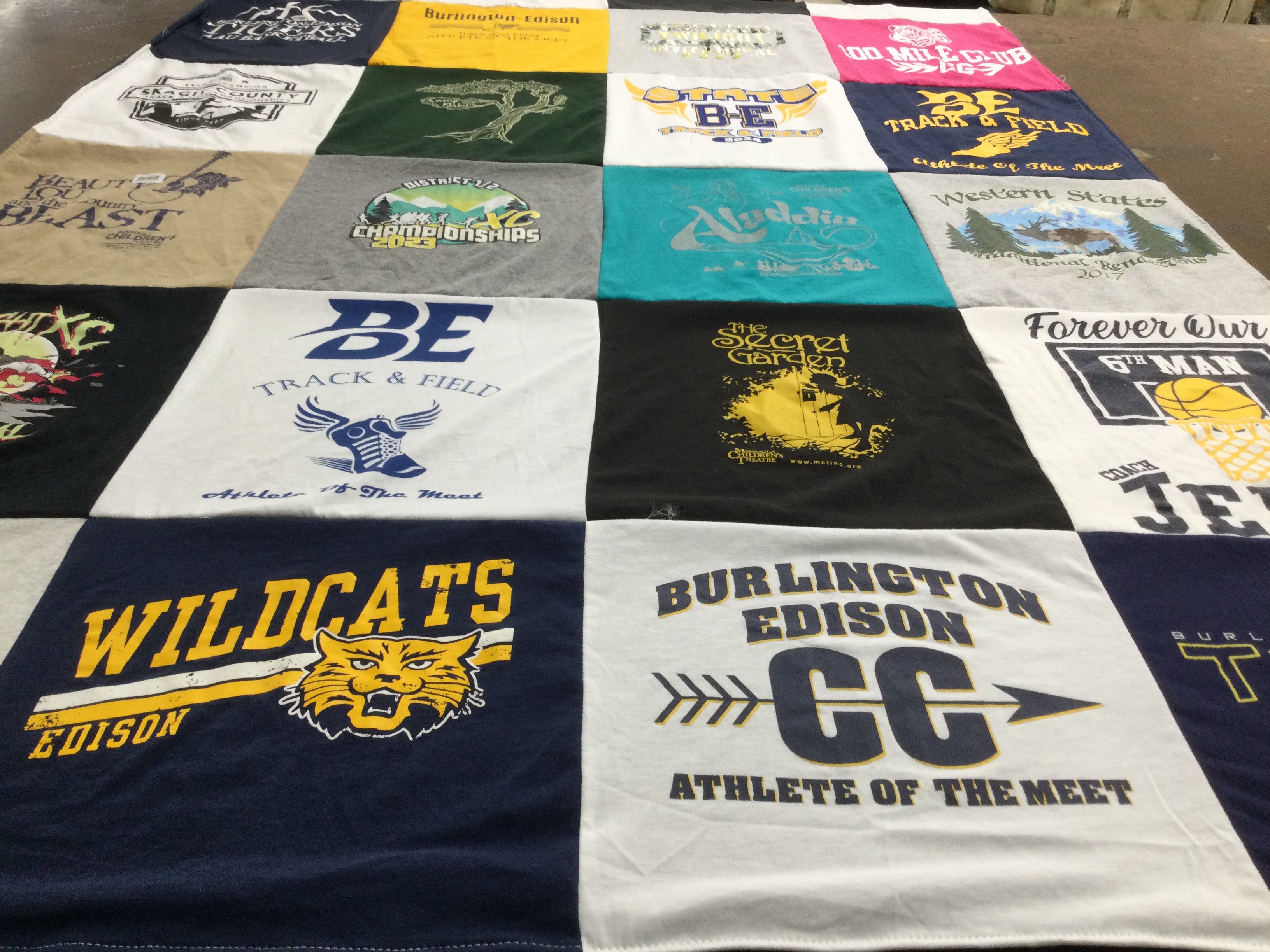 T-shirt quilt featuring burlington edison wildcats by Aaron from WA