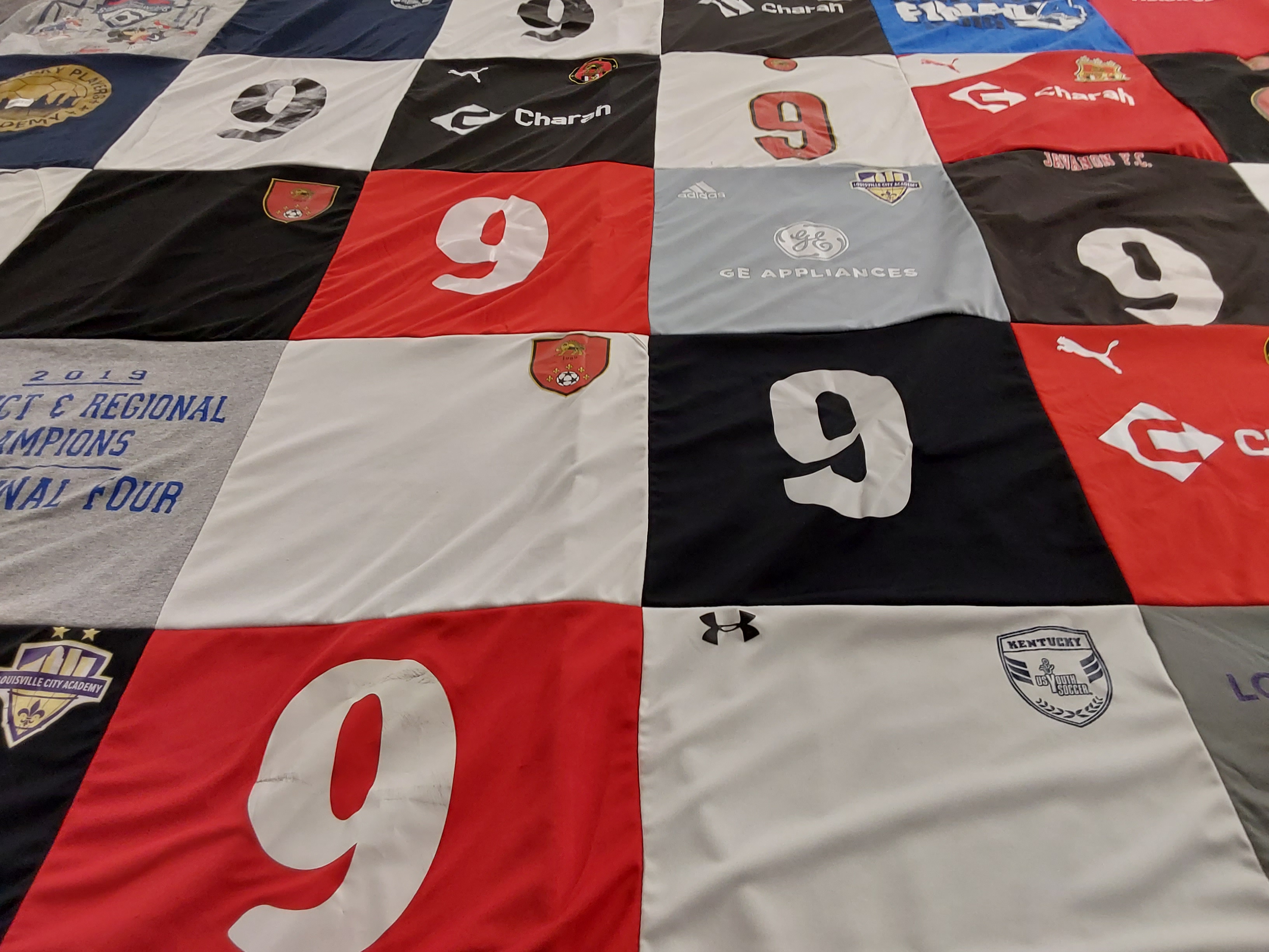 T-shirt quilt with soccer, sports themes by Angela from KY
