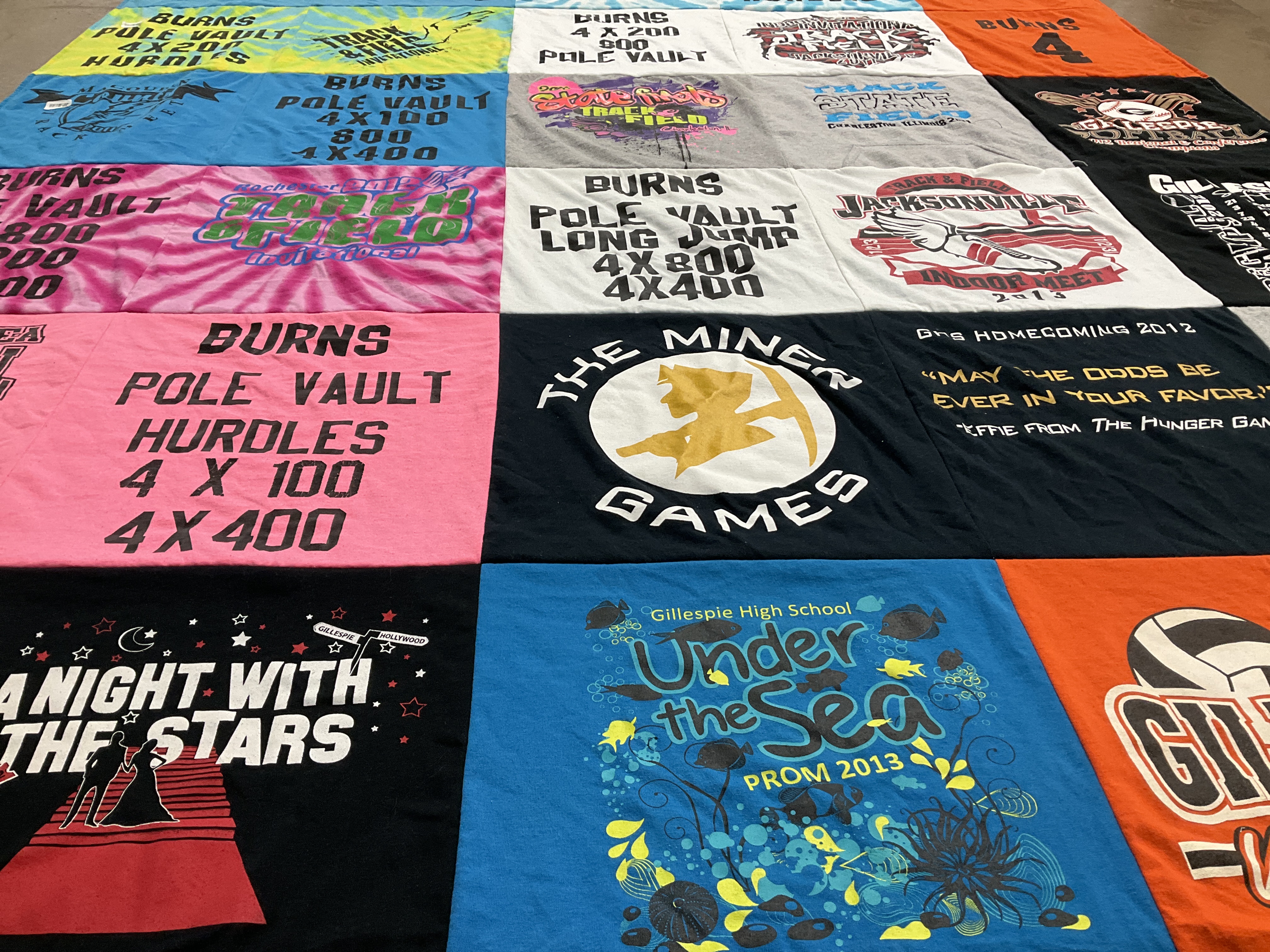 T-shirt quilt from gillespie high school by Kim from IL