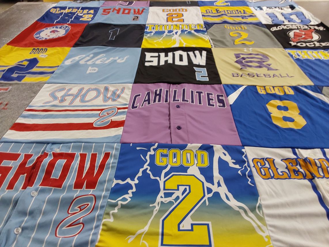 T-shirt quilt with sports themes by Jessica from NJ