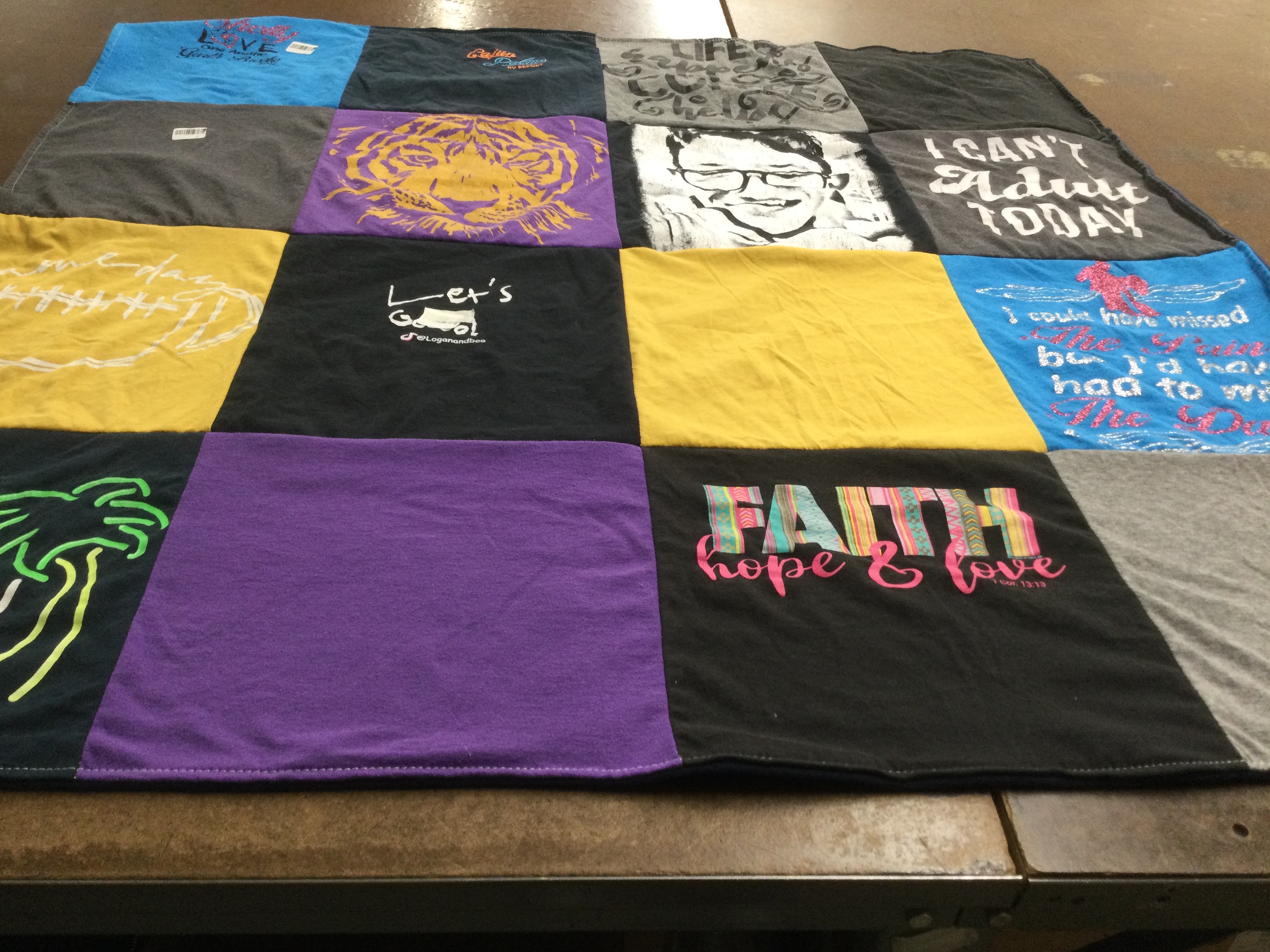 T-shirt quilt with inspiration, life themes by Stacia from NJ