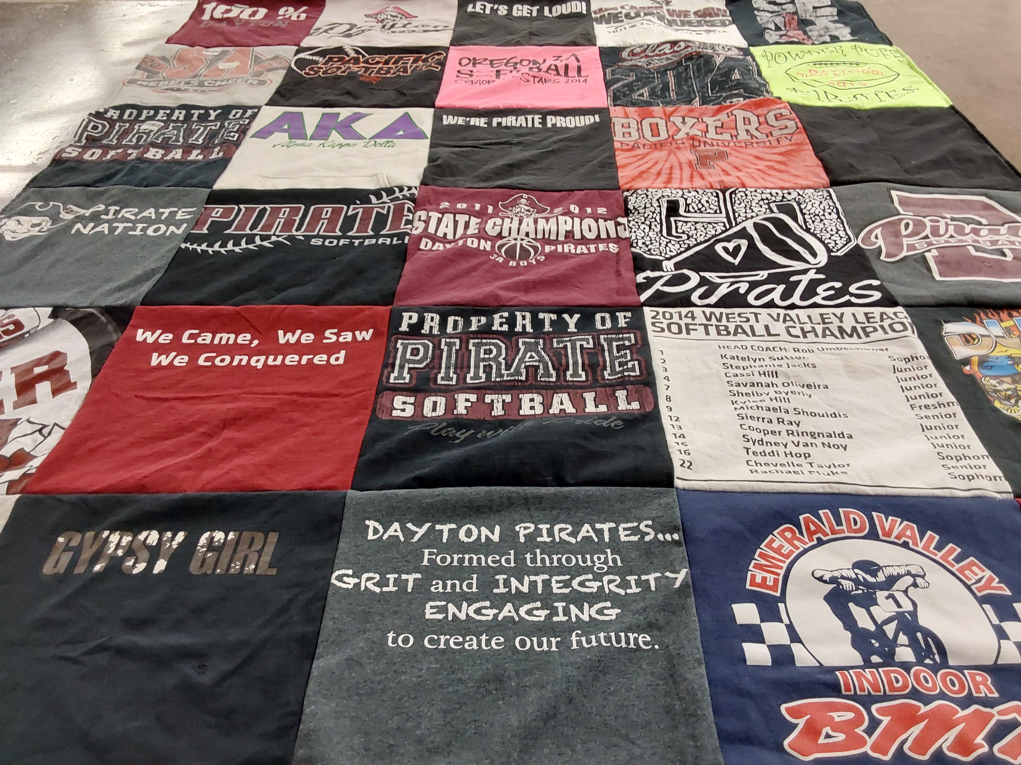 T-shirt quilt featuring dayton pirates by Wendy from OR