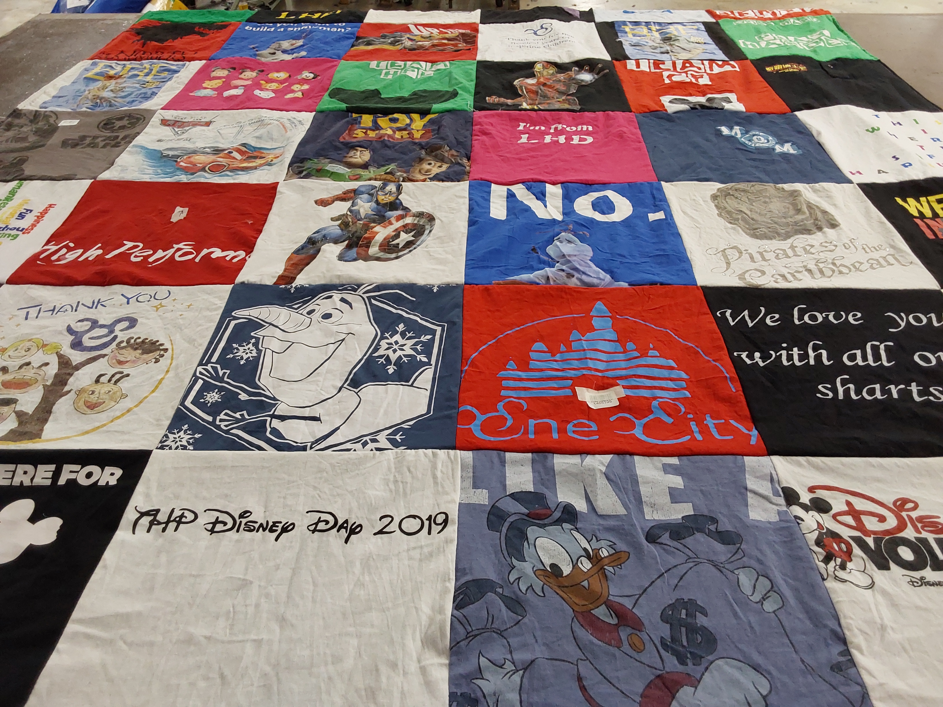 T-shirt quilt with disney, animation themes by Lindsey from CA