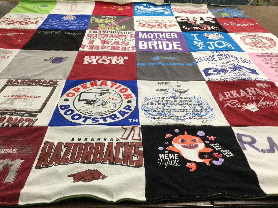 T-shirt quilt featuring arkansas razorbacks by SERITIA from TX