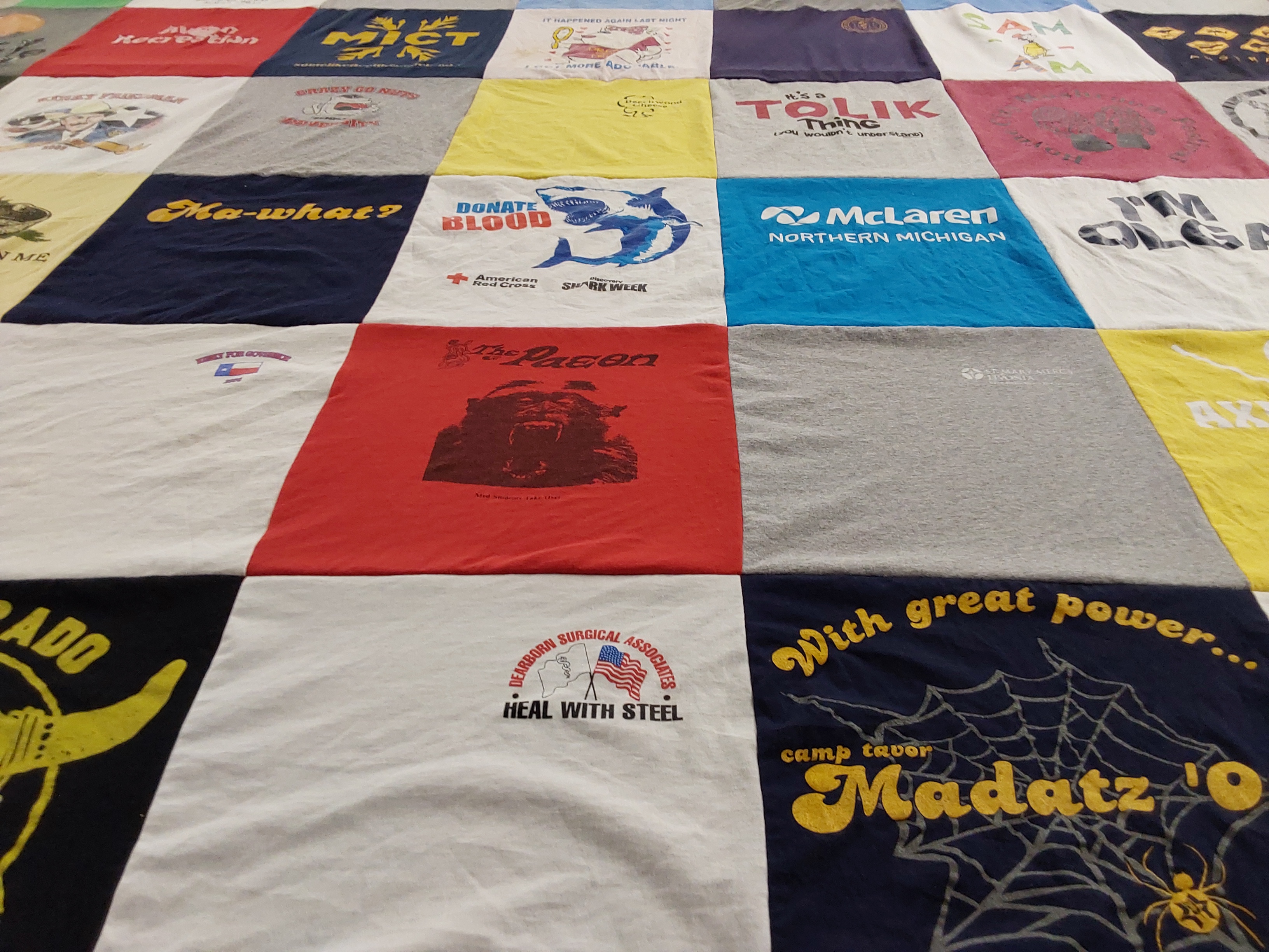 T-shirt quilt with health, sports themes by Samuel from MI