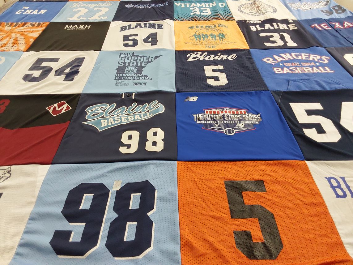 T-shirt quilt featuring blaine baseball by Deb from MN