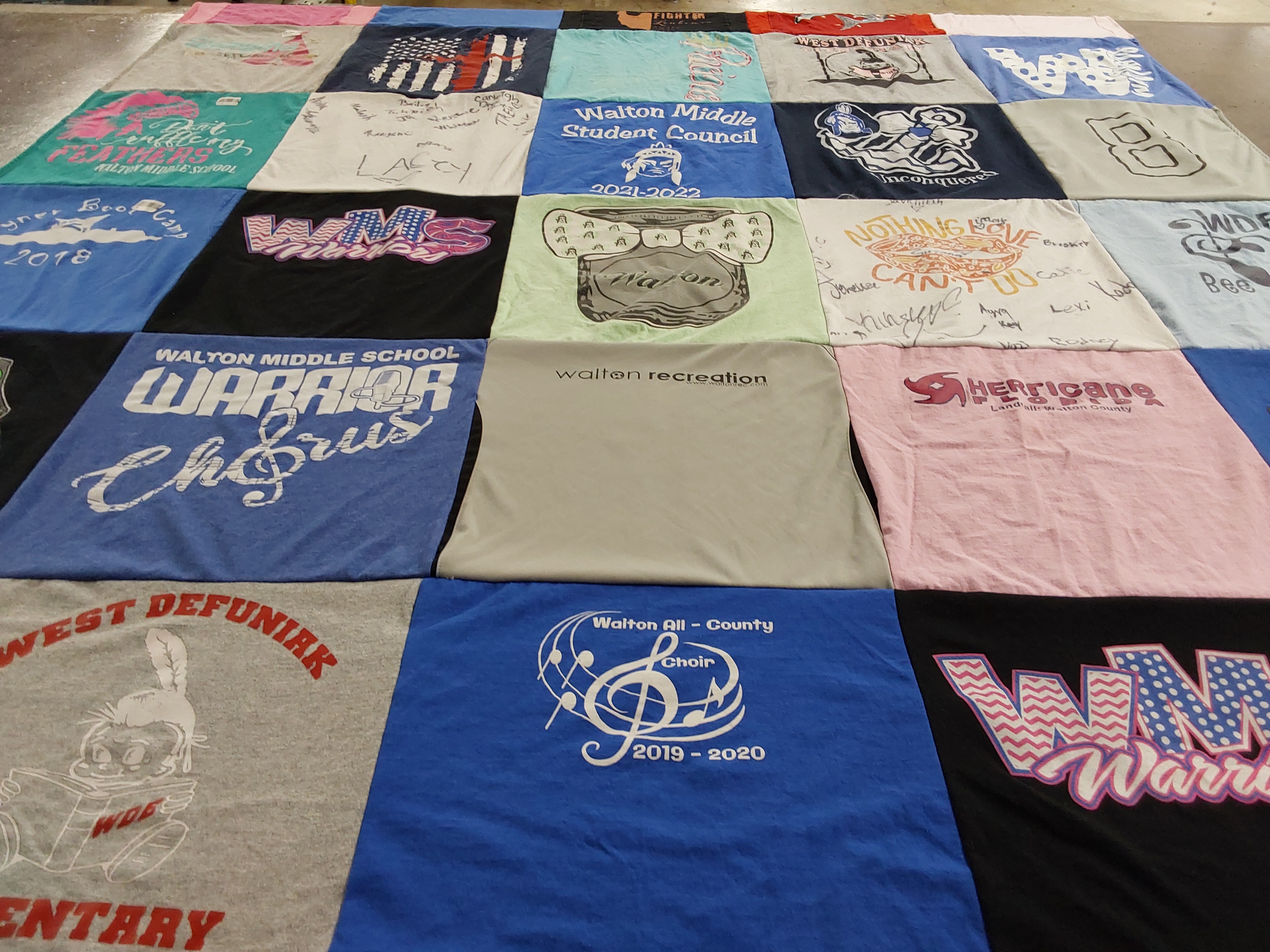 T-shirt quilt featuring walton middle school warriors by Candy from FL