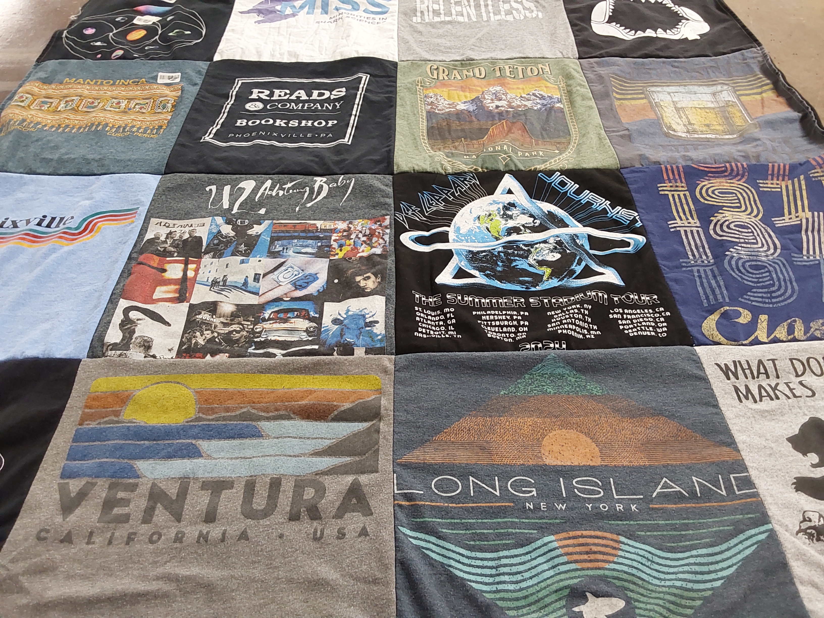 T-shirt quilt with travel, nature themes by Ana from PA