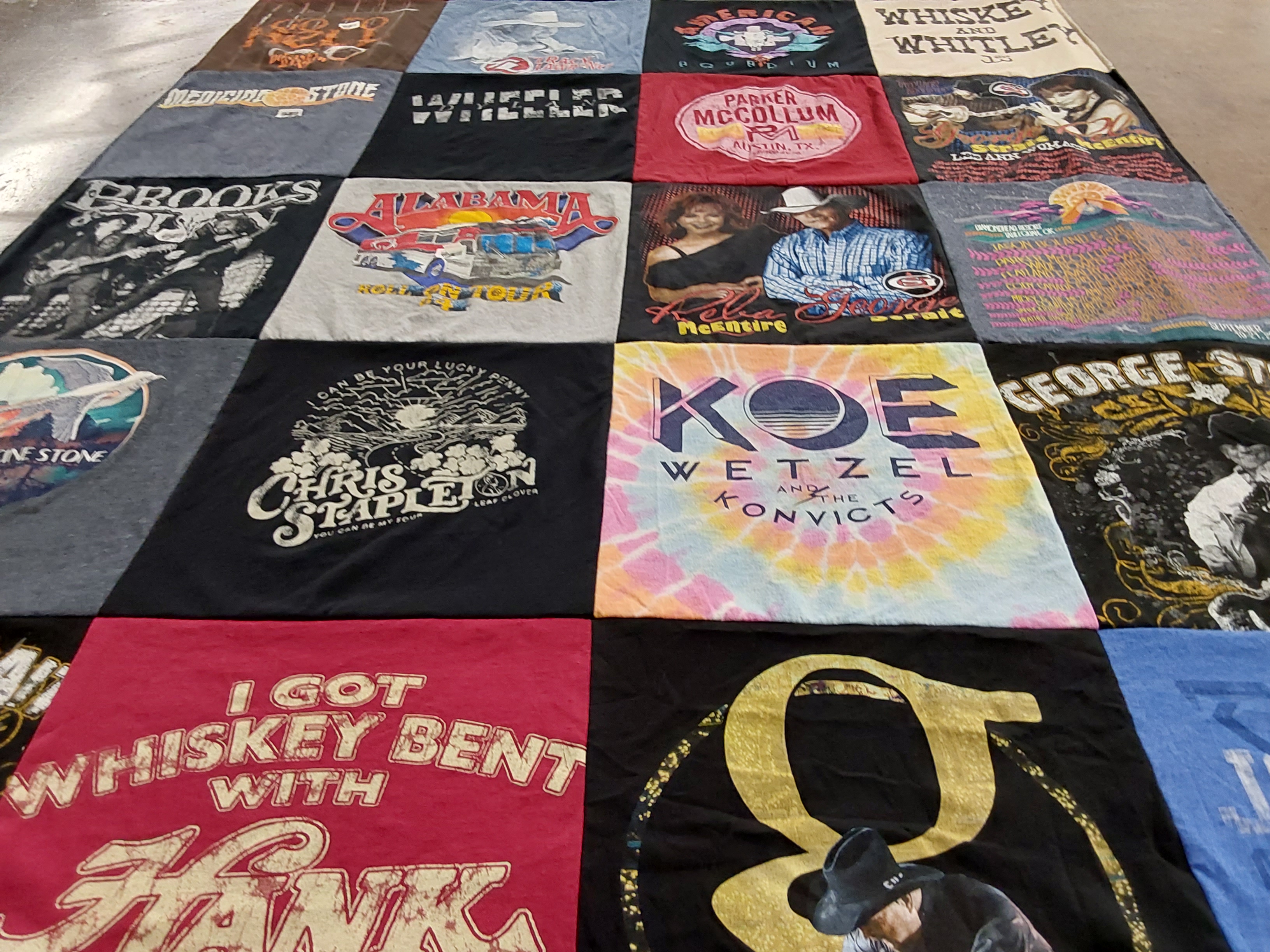 T-shirt quilt with country music, live music themes by Andrea from OK
