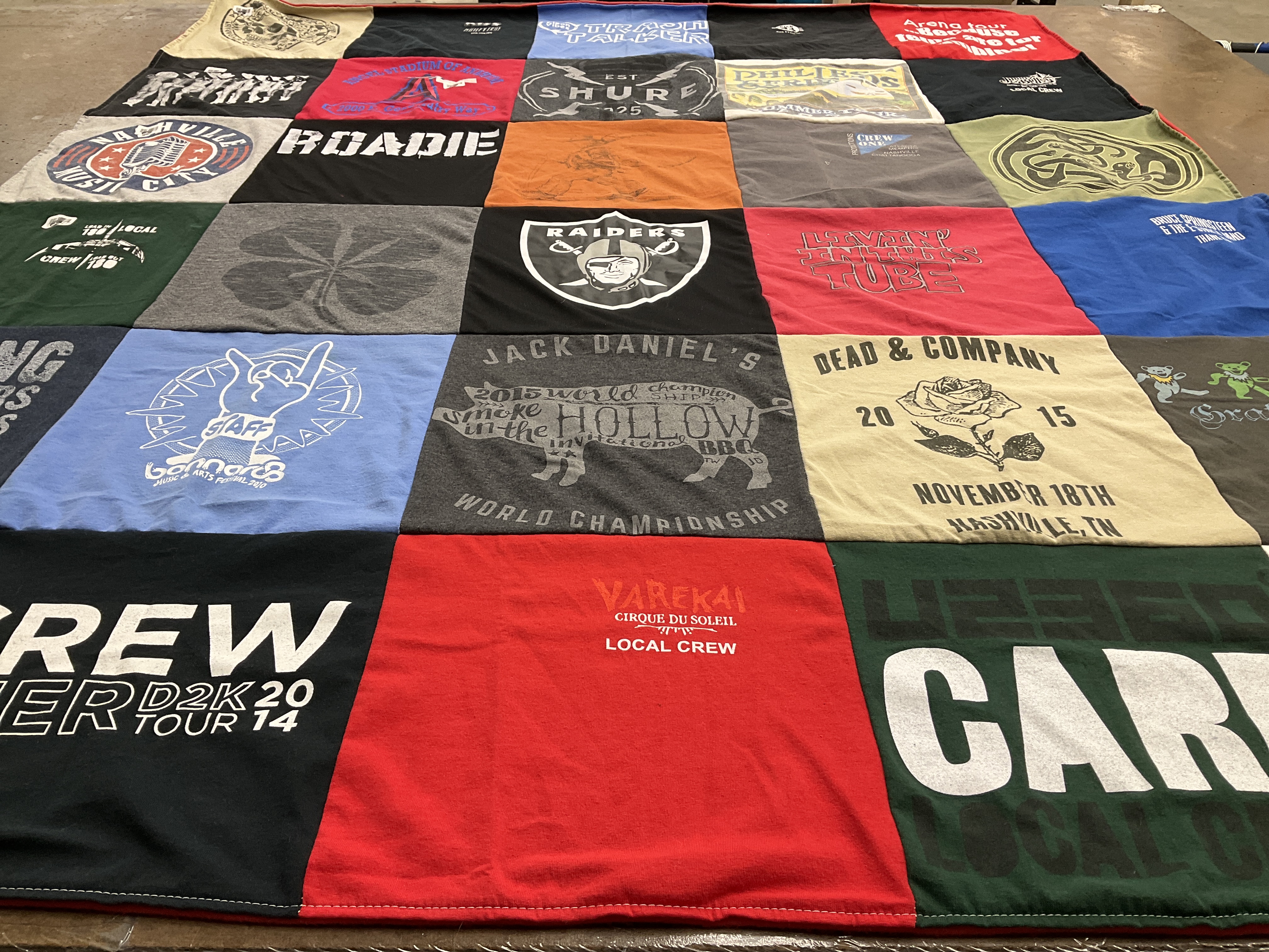 T-shirt quilt with music, concerts themes by Clark from TN