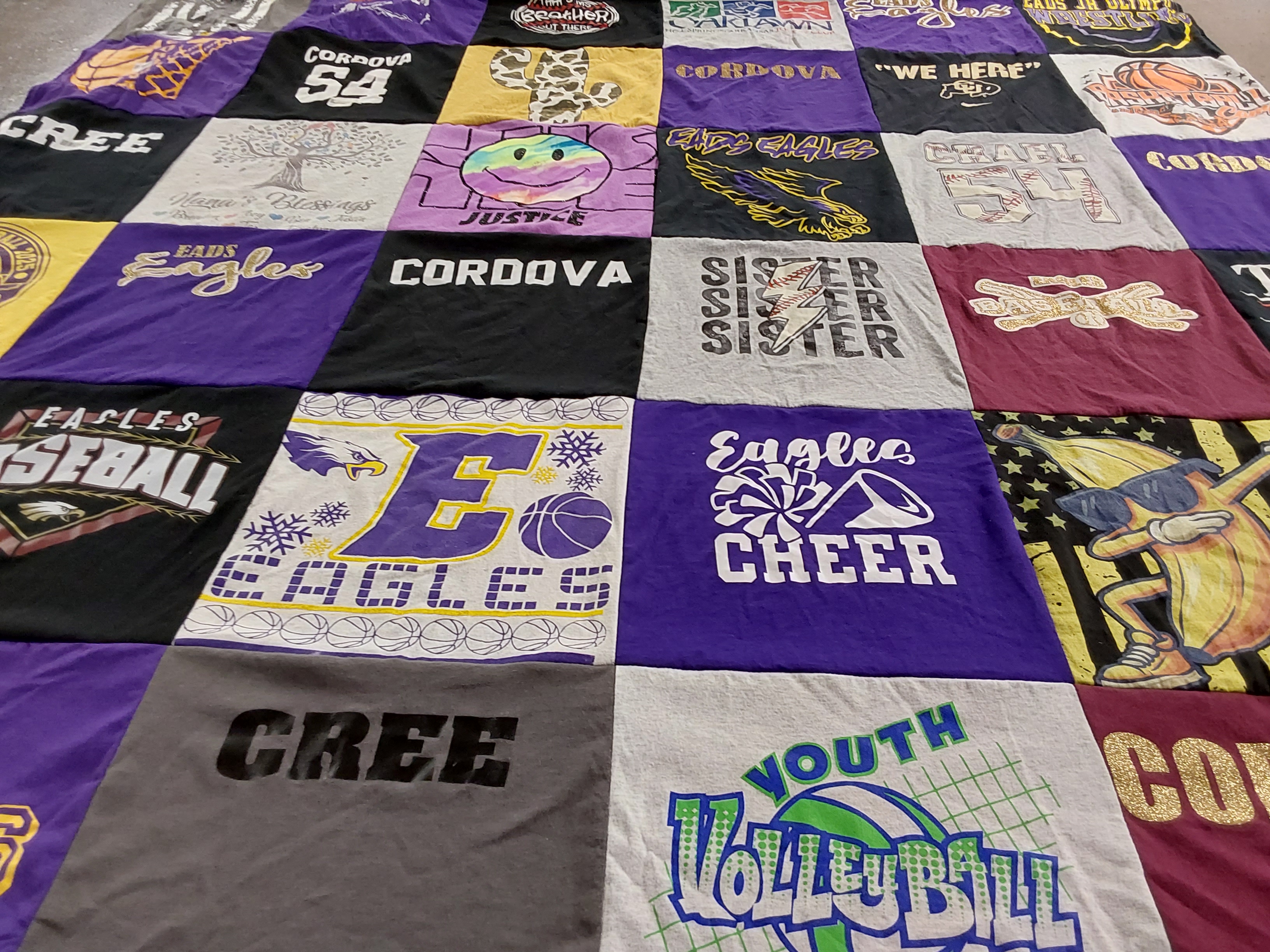 T-shirt quilt featuring eads eagles, cordova eagles by Meredith from CO