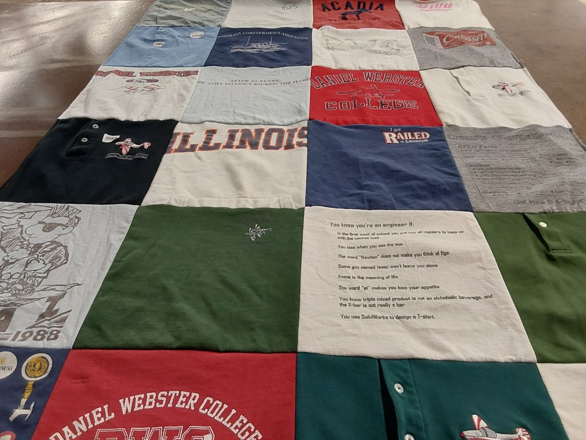 T-shirt quilt from daniel webster college by Priti from FL