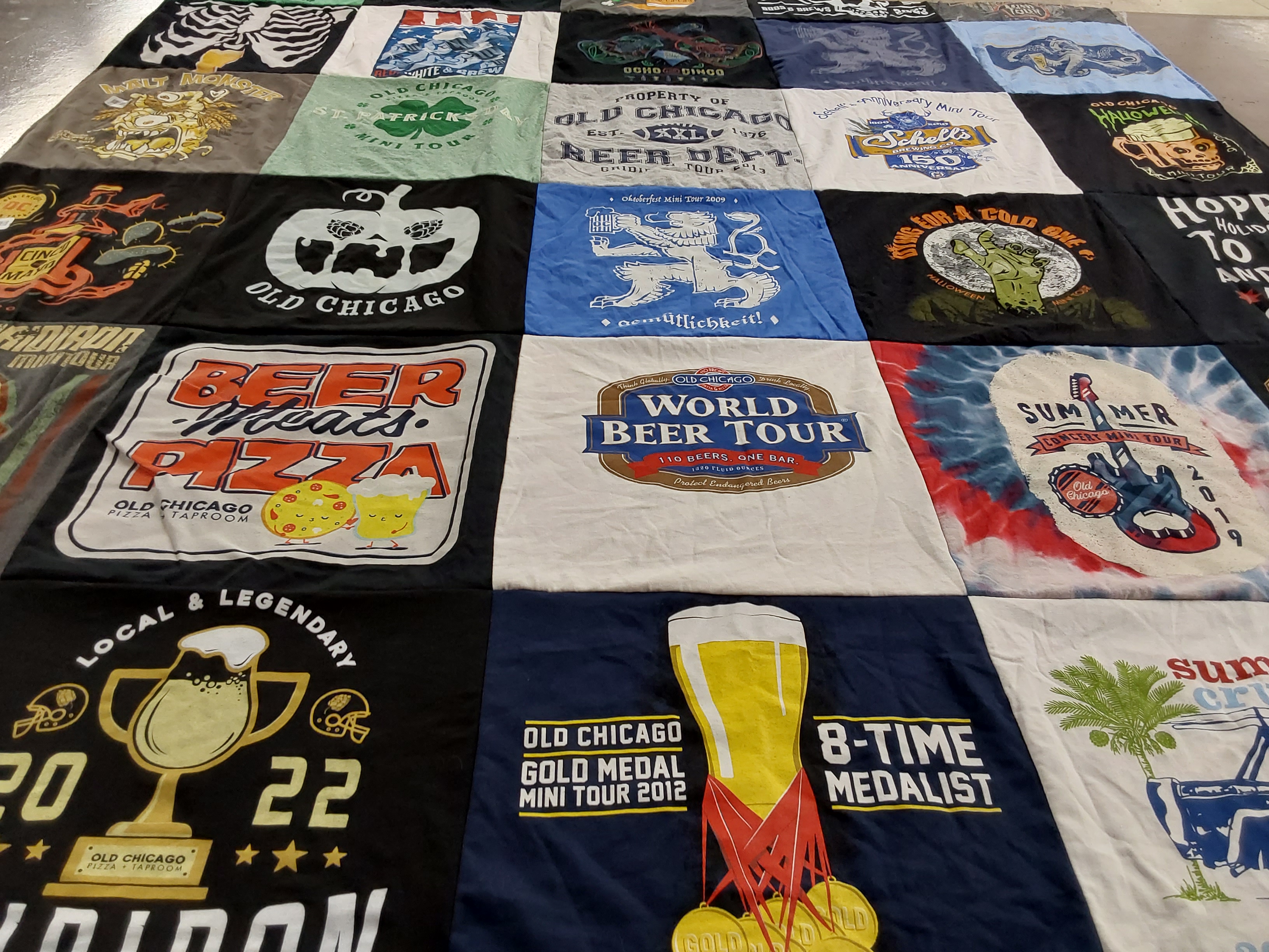 T-shirt quilt with beer tasting, food themes by Kent from MN