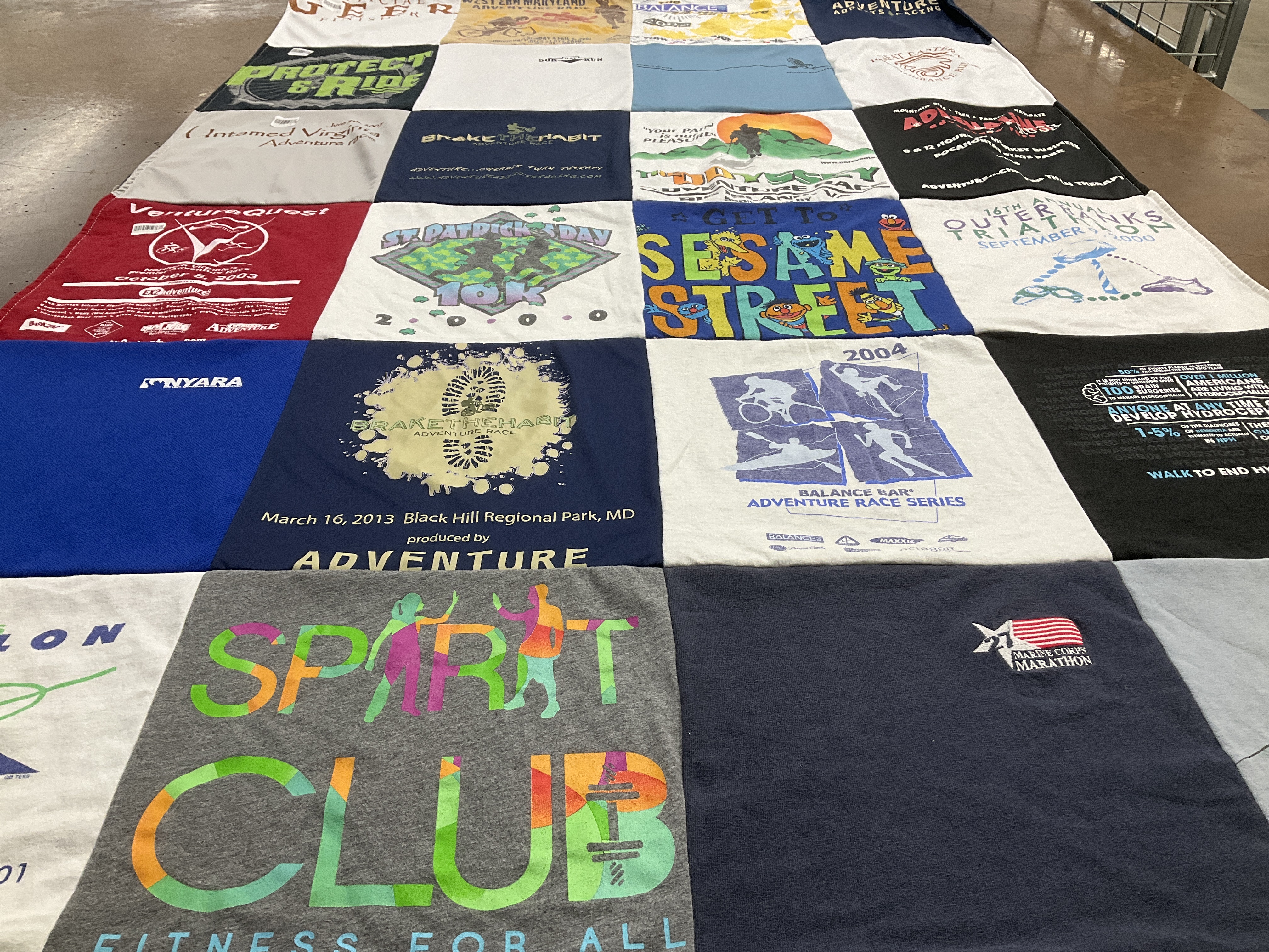 T-shirt quilt with adventure sports, fitness themes by mark from MD
