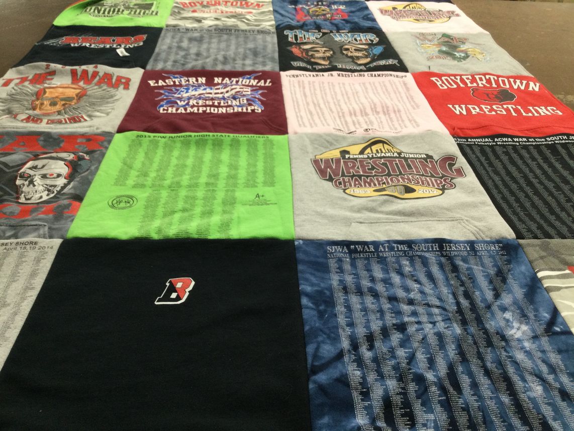 T-shirt quilt with wrestling, sports themes by Edward from PA