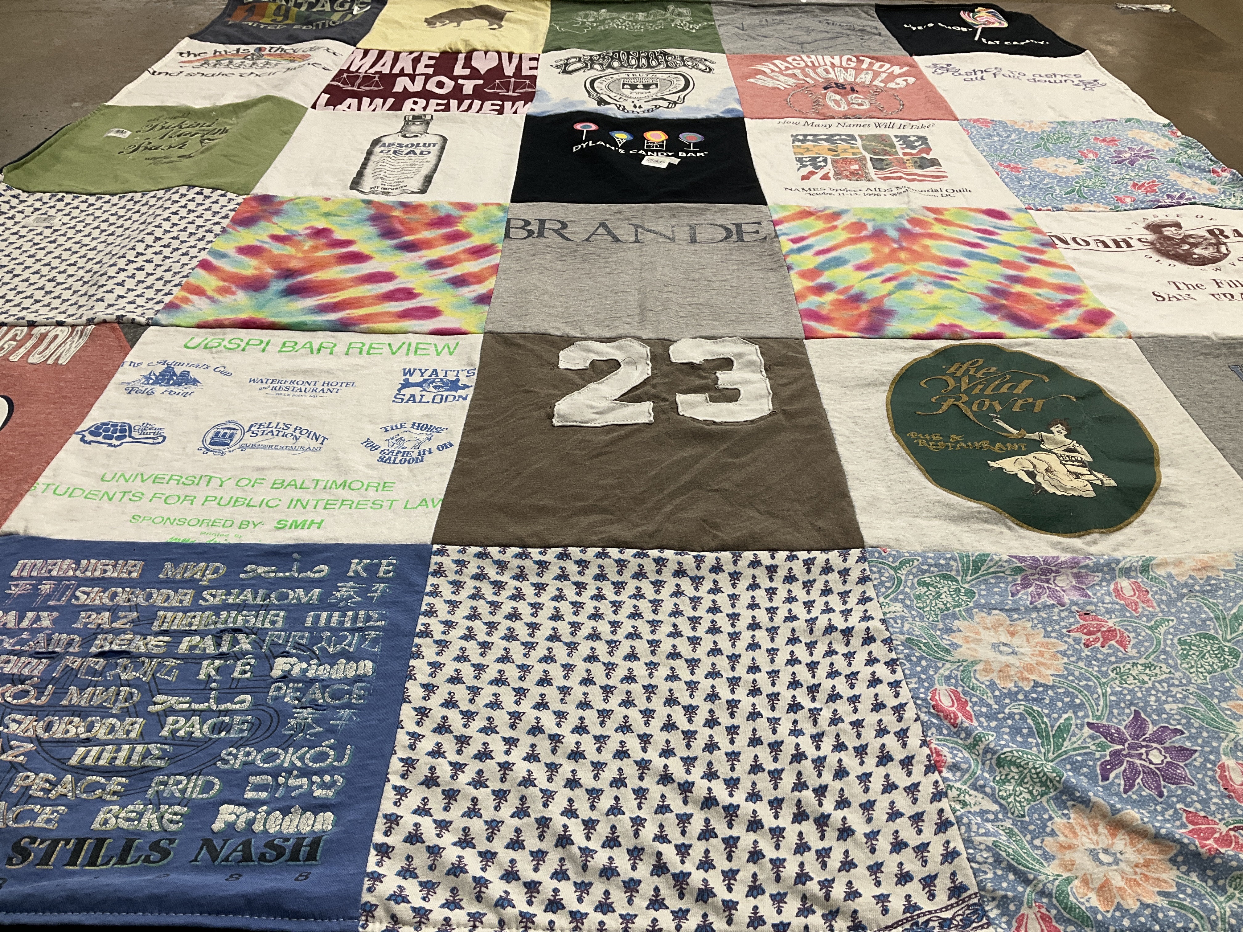 T-shirt quilt from university of baltimore by Janet from MD