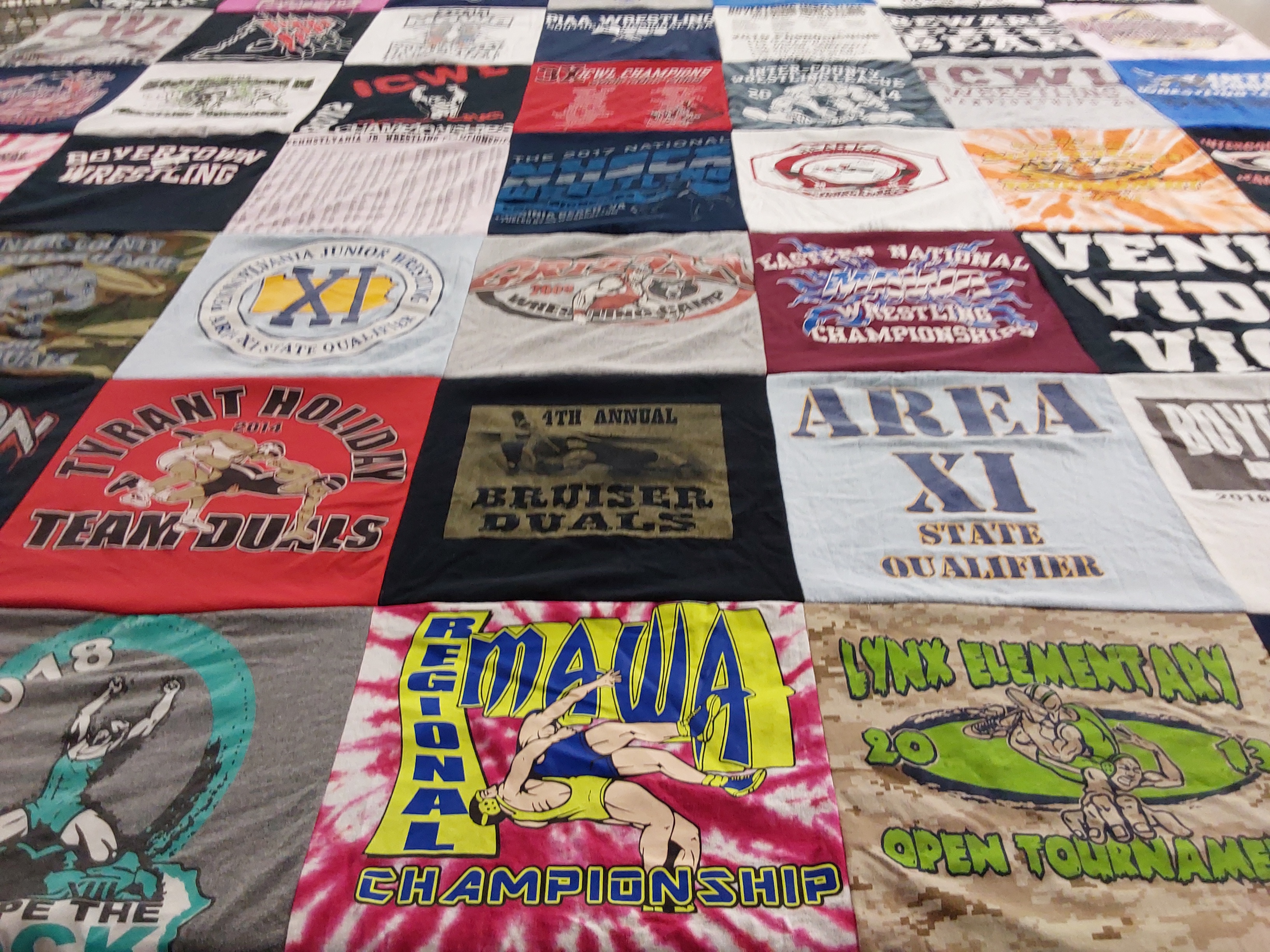 T-shirt quilt with wrestling, sports themes by Edward from PA