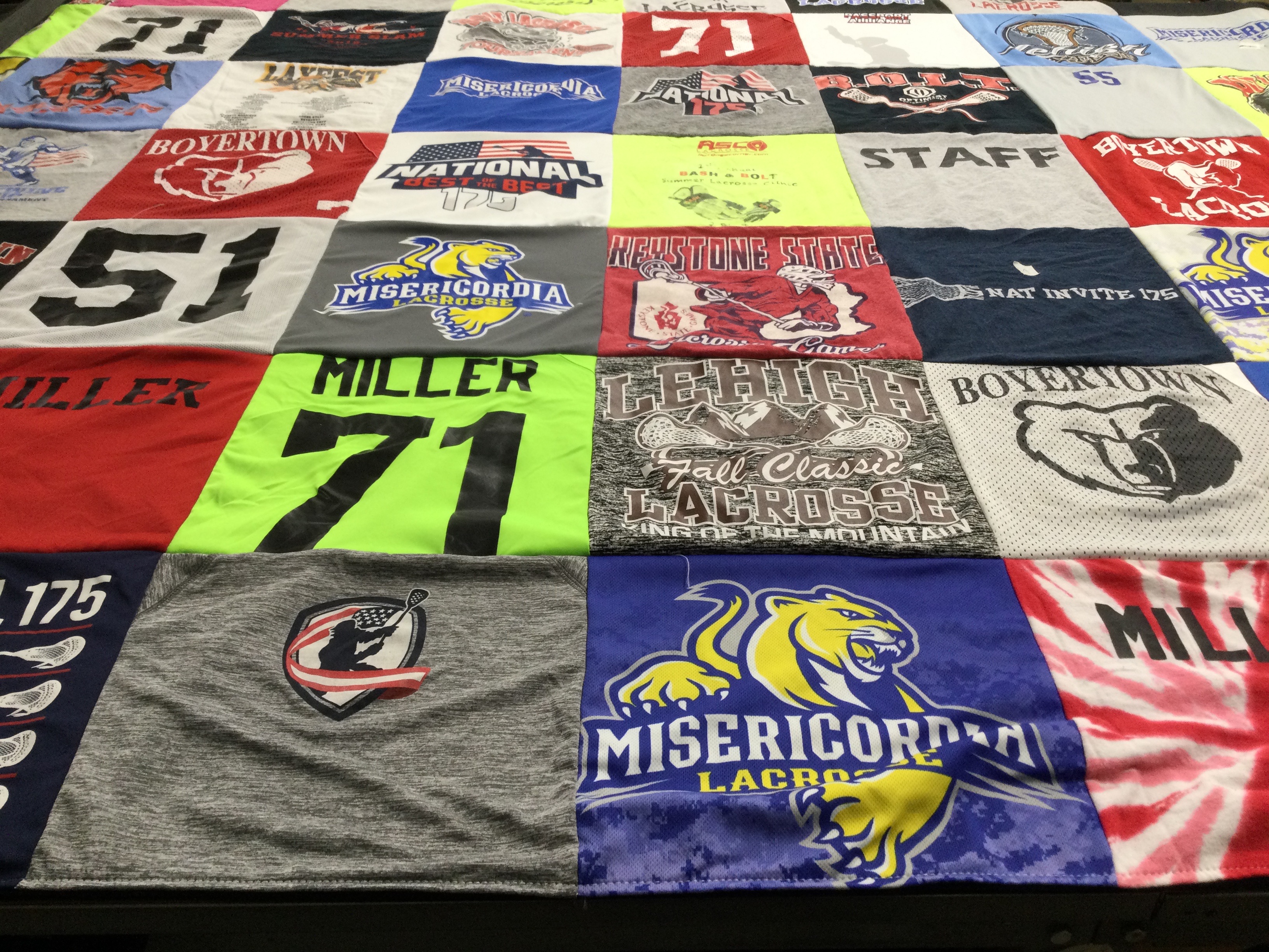 T-shirt quilt featuring misericordia lacrosse, boyertown lacrosse by Edward from PA