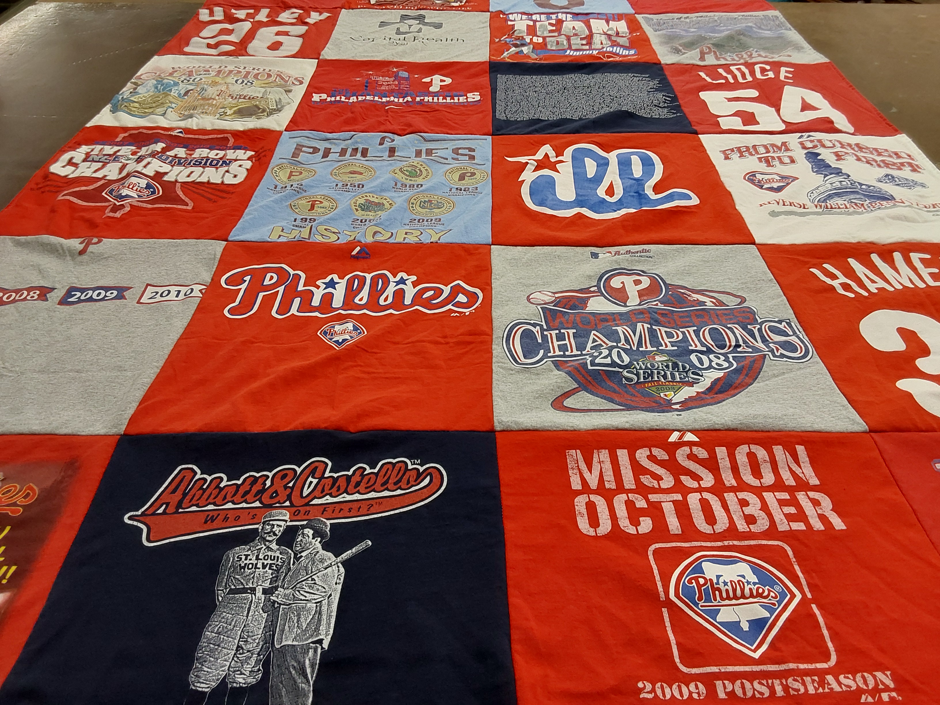 T-shirt quilt featuring philadelphia phillies by Idelia from PA
