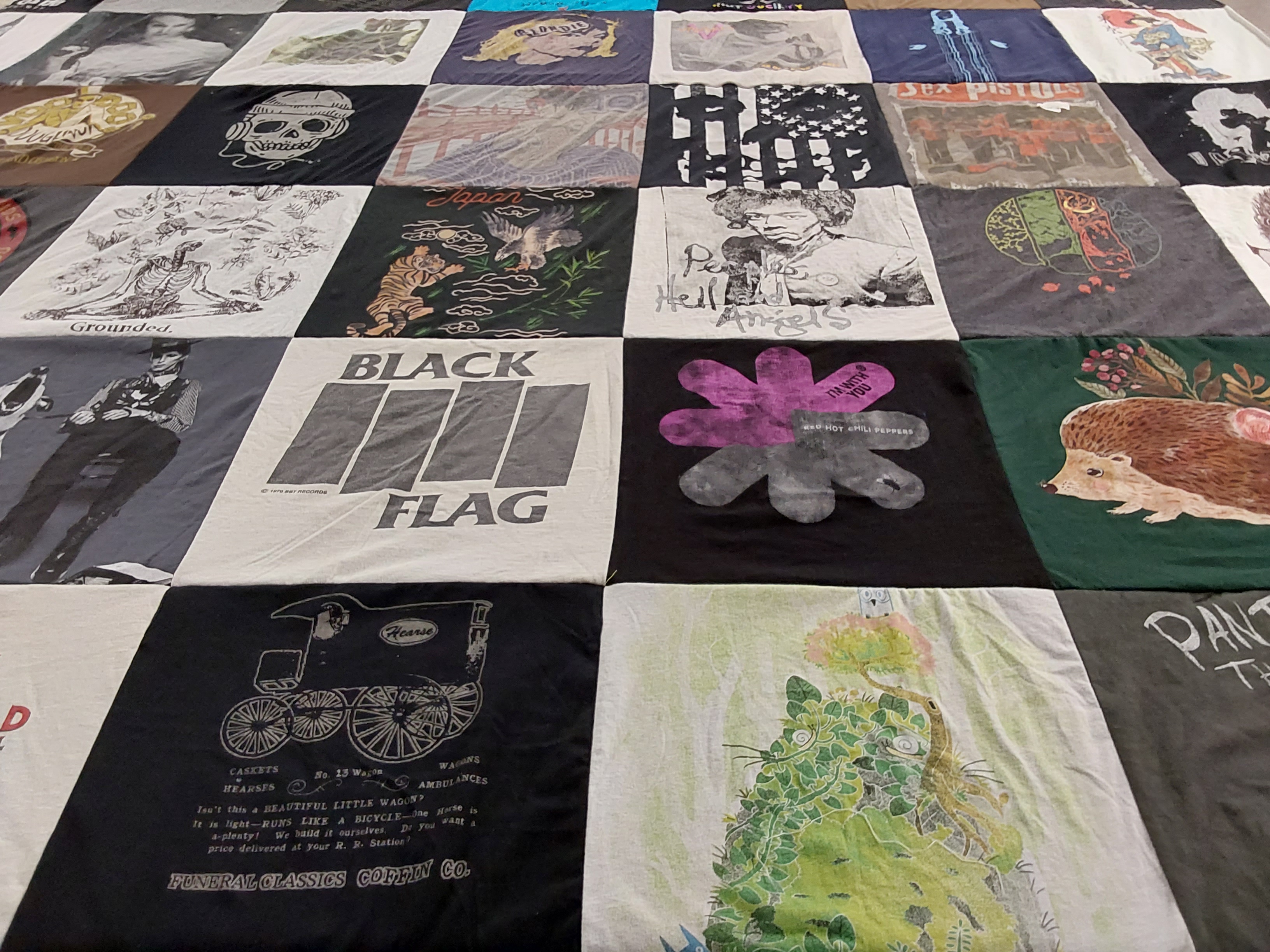 T-shirt quilt with music, art themes by Krista from OR