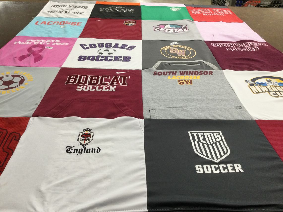 T-shirt quilt featuring south windsor lacrosse, south windsor soccer by Cindy from CT