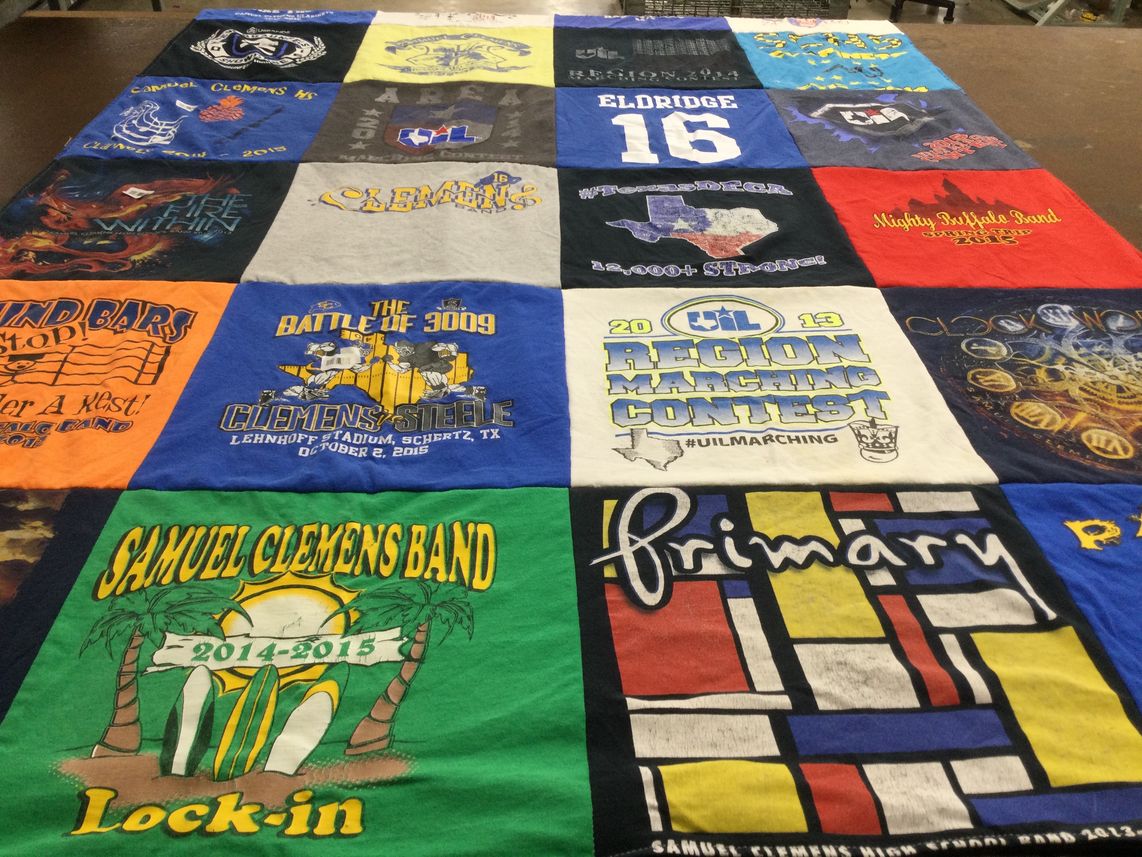 T-shirt quilt from samuel clemens high school by Rhonda from TX