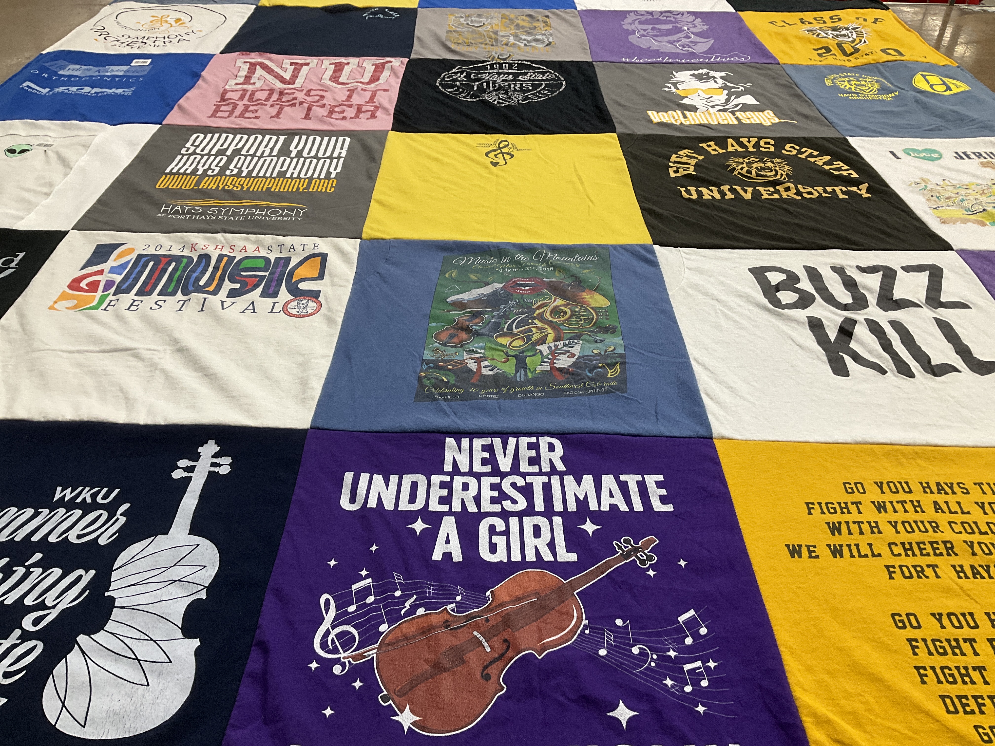 T-shirt quilt featuring fort hays state university by Janette from KS