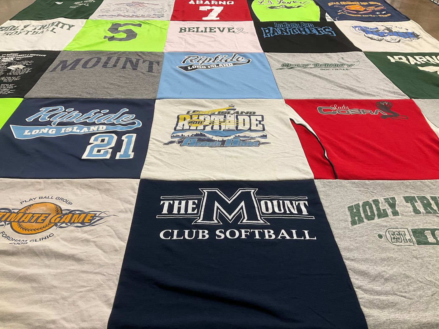 T-shirt quilt featuring long island riptide, holy trinity softball by Angela from NY