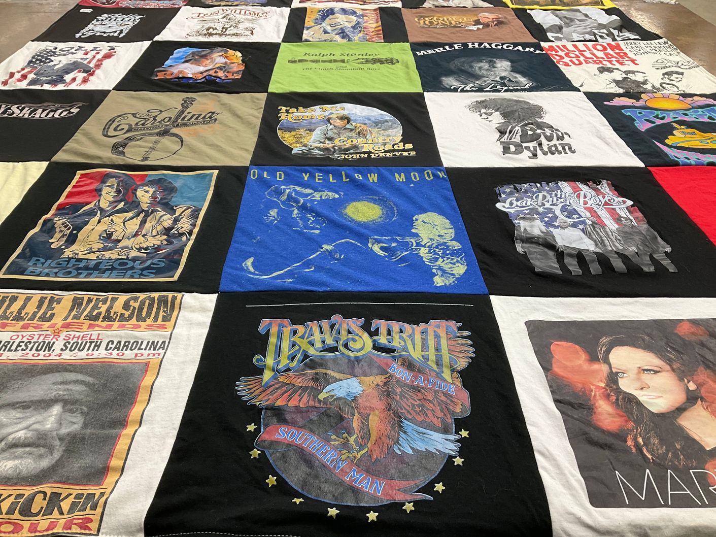 T-shirt quilt with music, country music themes by Katie from NC