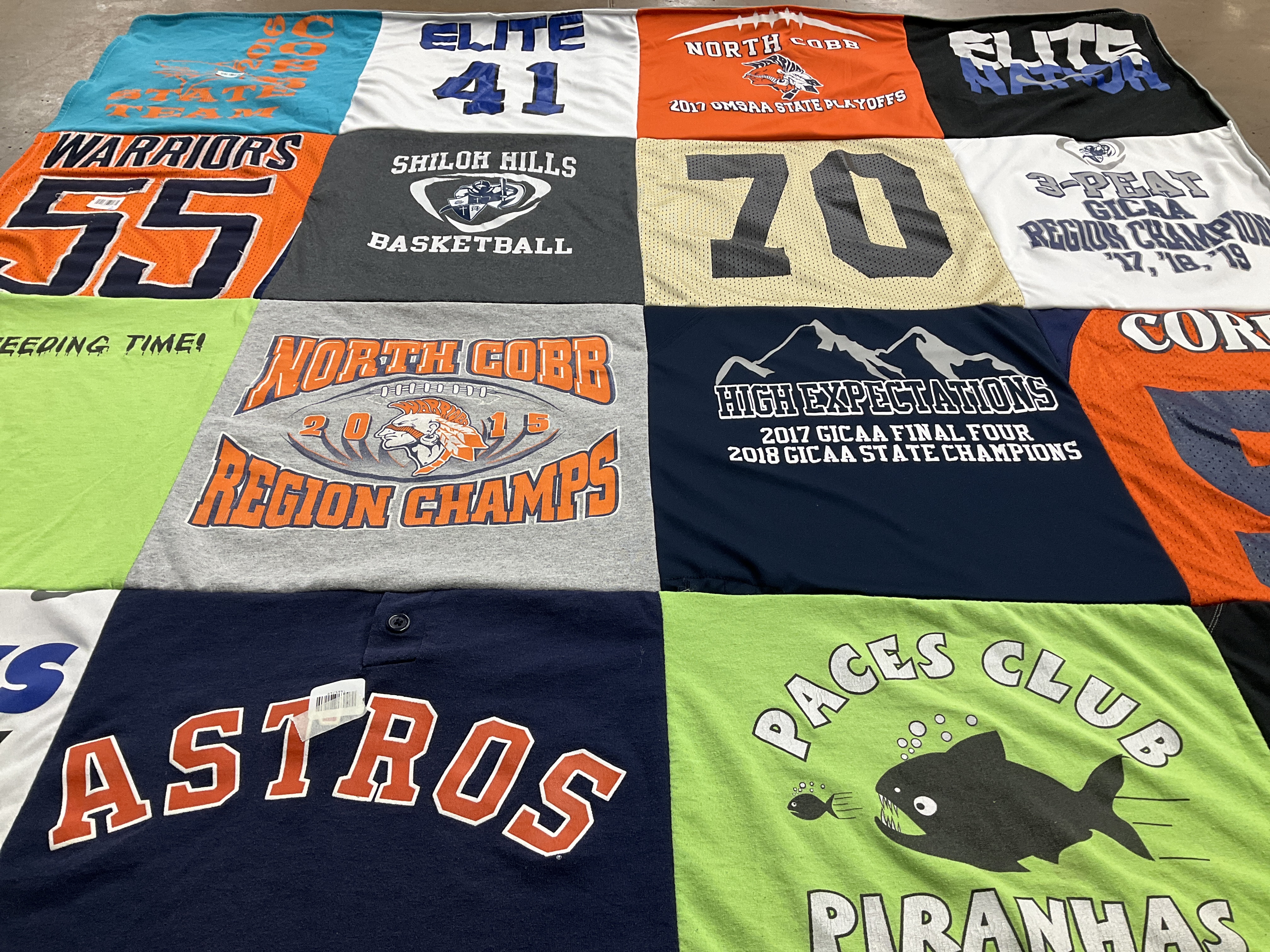T-shirt quilt from north cobb high school by Kay from GA