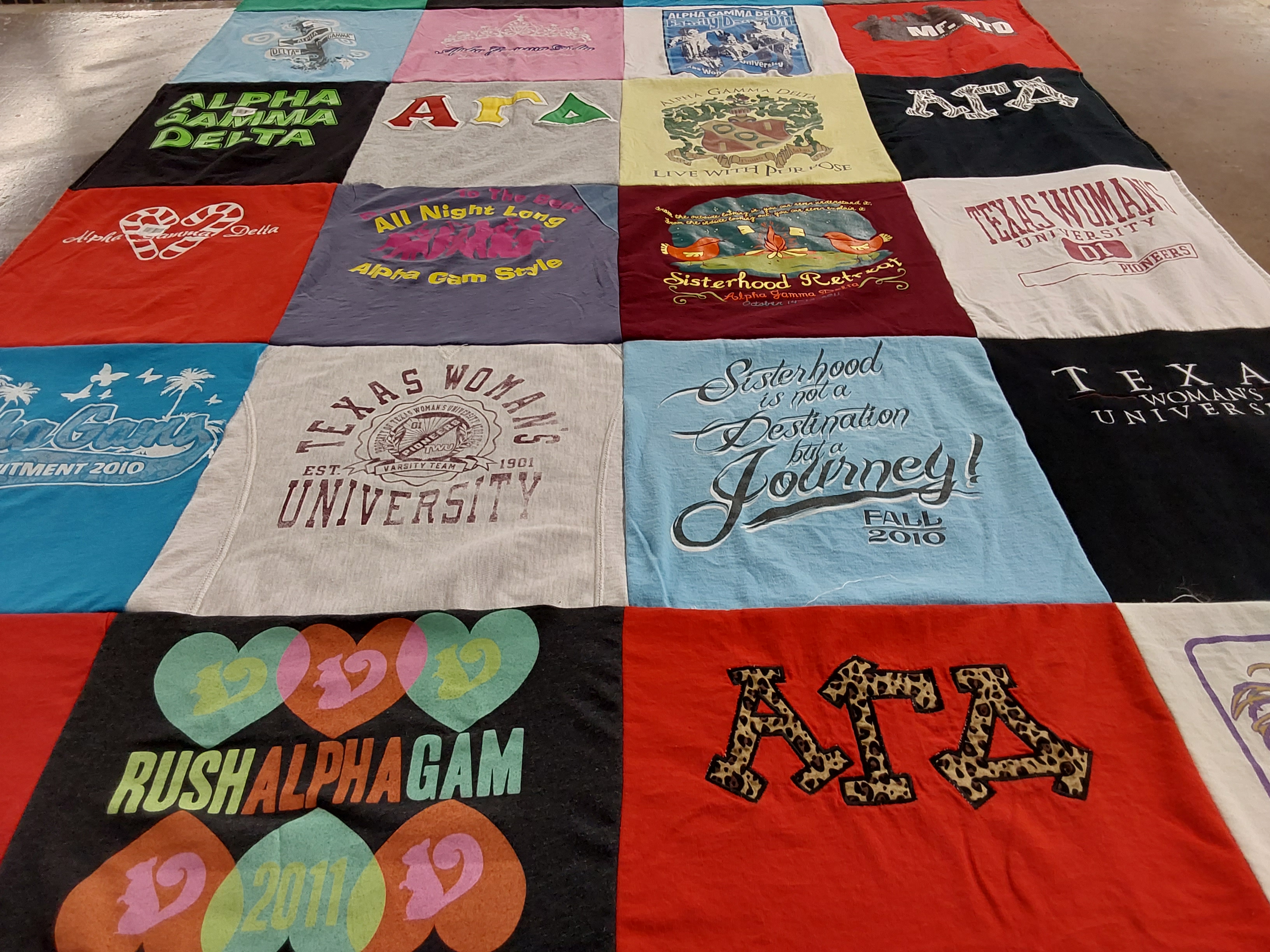 T-shirt quilt from texas woman's university by Christina from TX