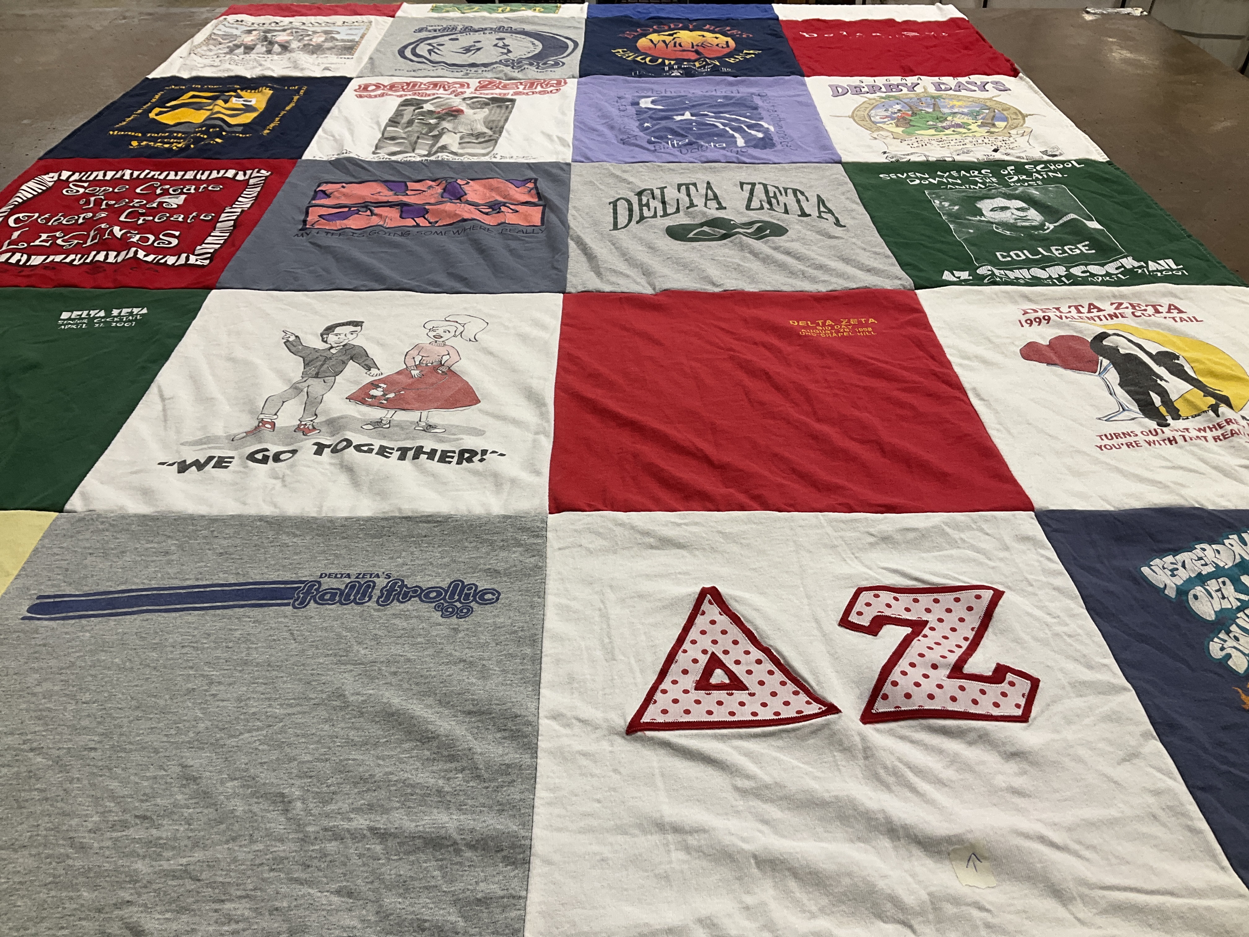 T-shirt quilt with sorority, events themes by Elizabeth from NC