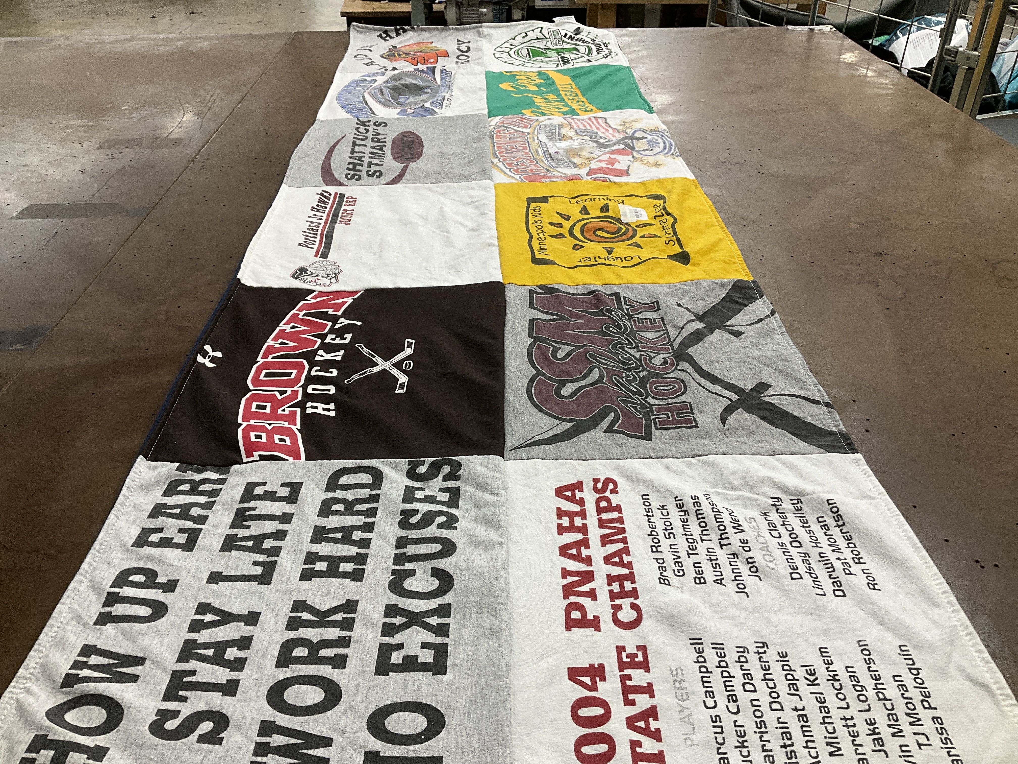 T-shirt quilt from brown university, ssm hockey by Danna from OH