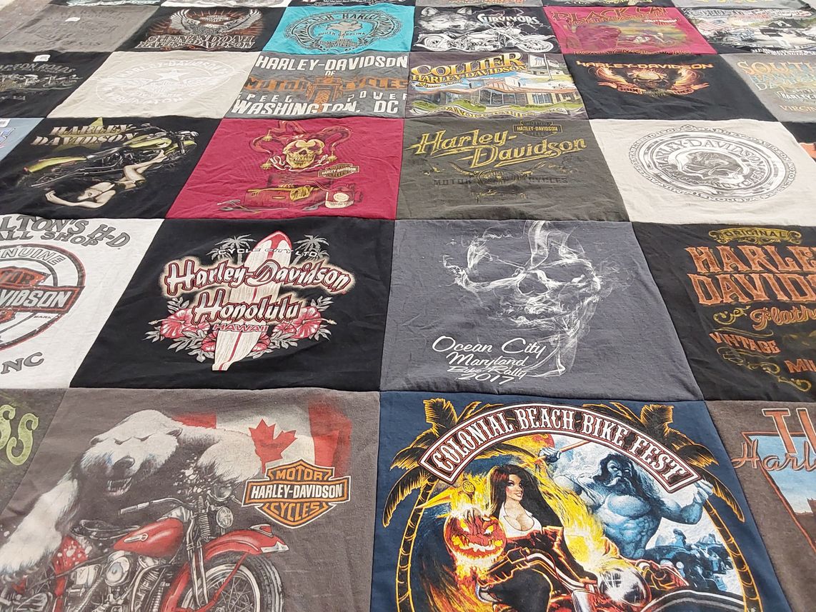 T-shirt quilt with motorcycles, biking themes by candice from SC