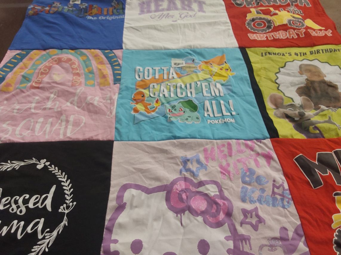 T-shirt quilt with pokemon, birthdays themes by Joy T from CA
