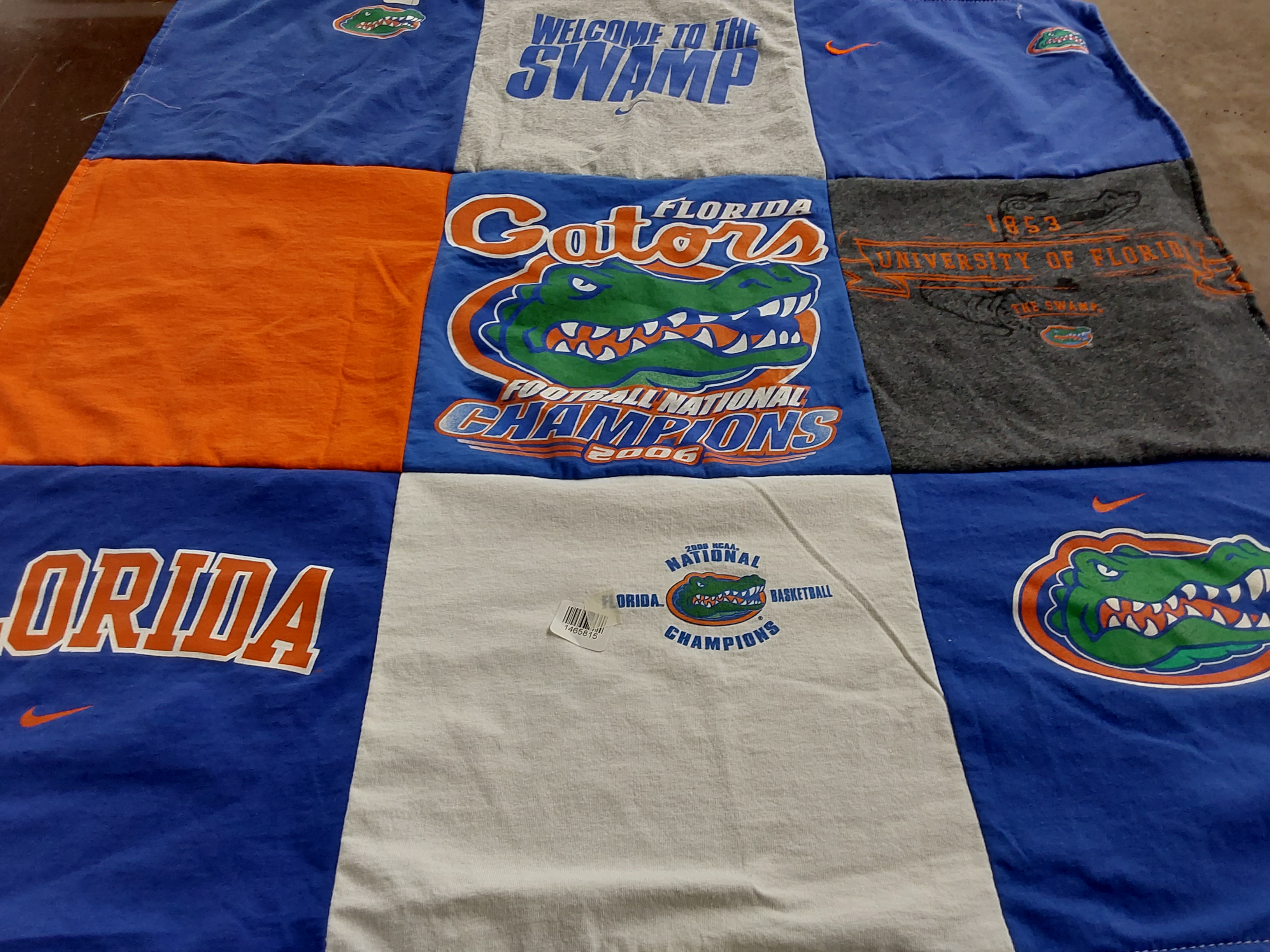 T-shirt quilt featuring florida gators football team by Jennifer from VA