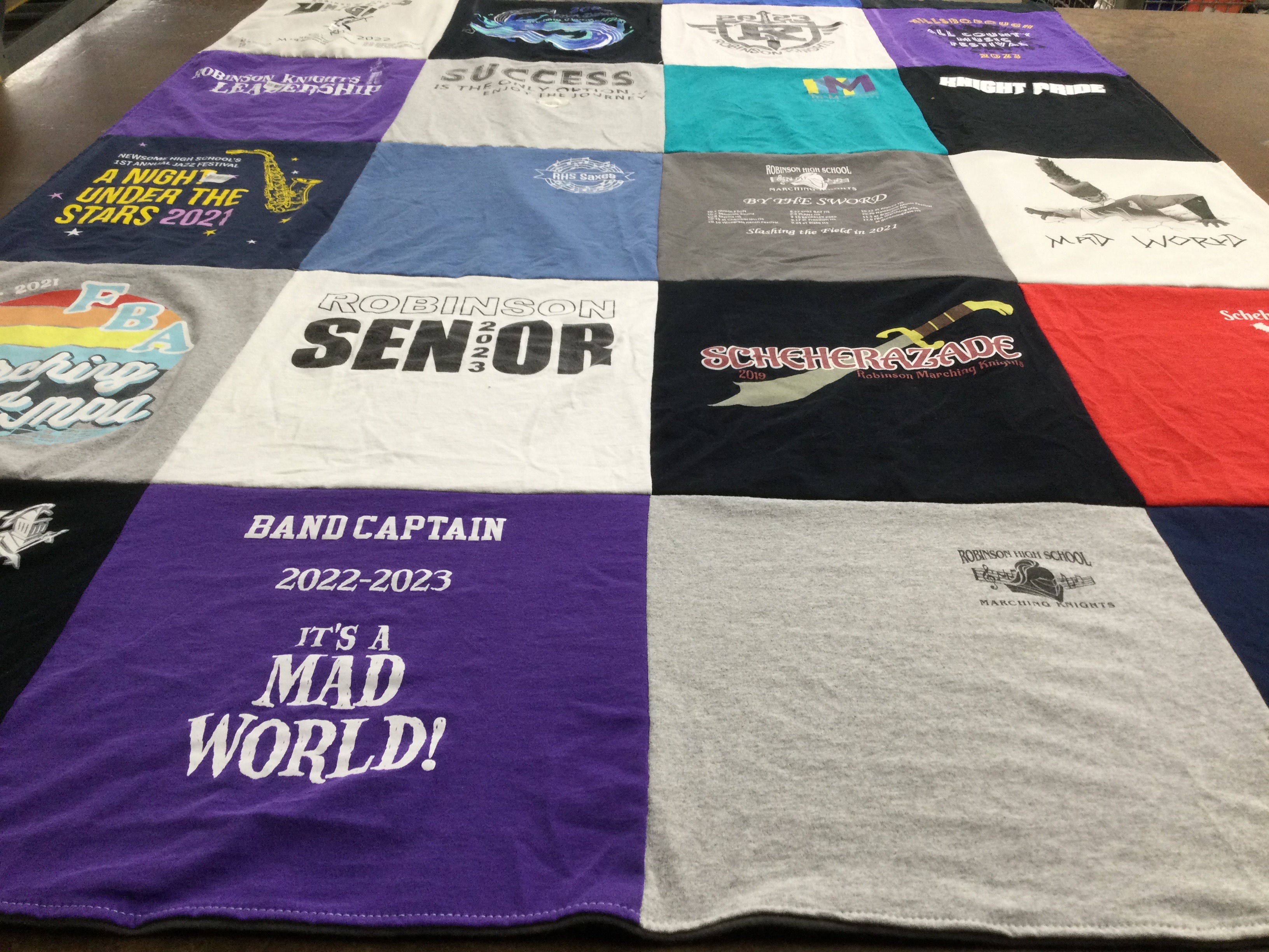 T-shirt quilt featuring robinson marching knights by Celeste from FL