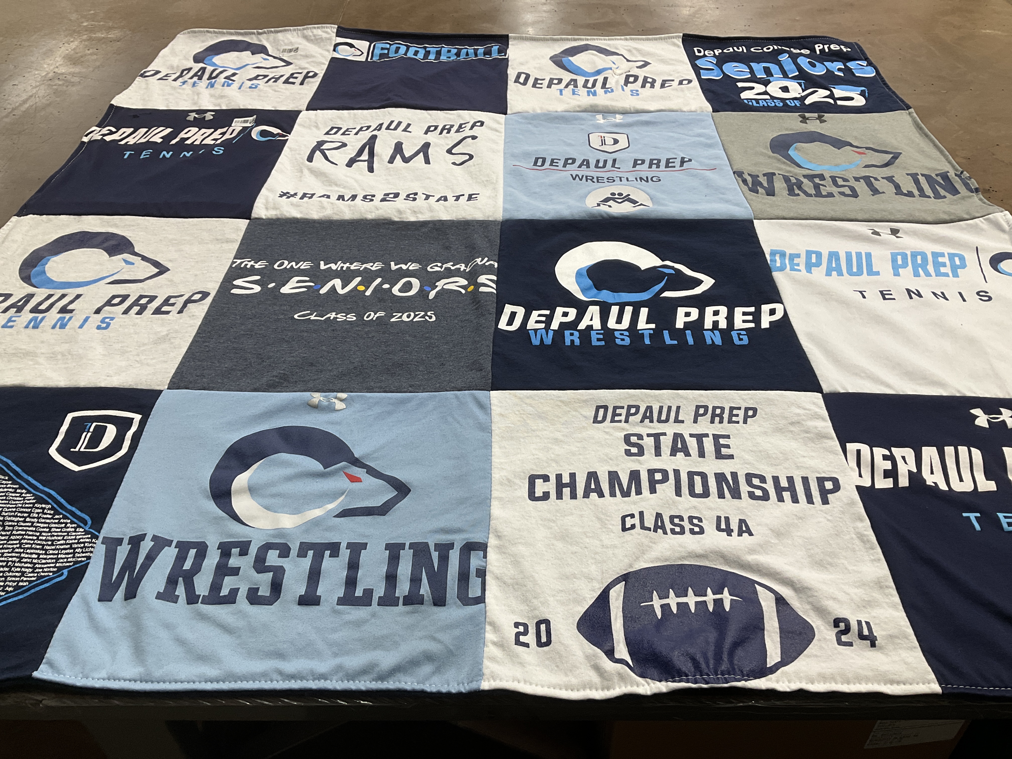 T-shirt quilt featuring depaul prep wrestling, depaul prep tennis by Lana from IL
