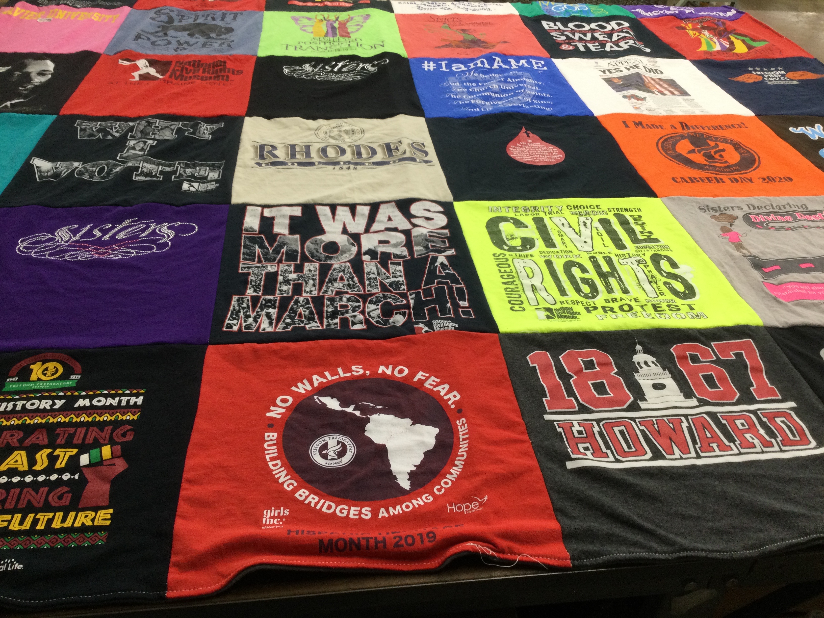 T-shirt quilt from howard university by Keva from TN