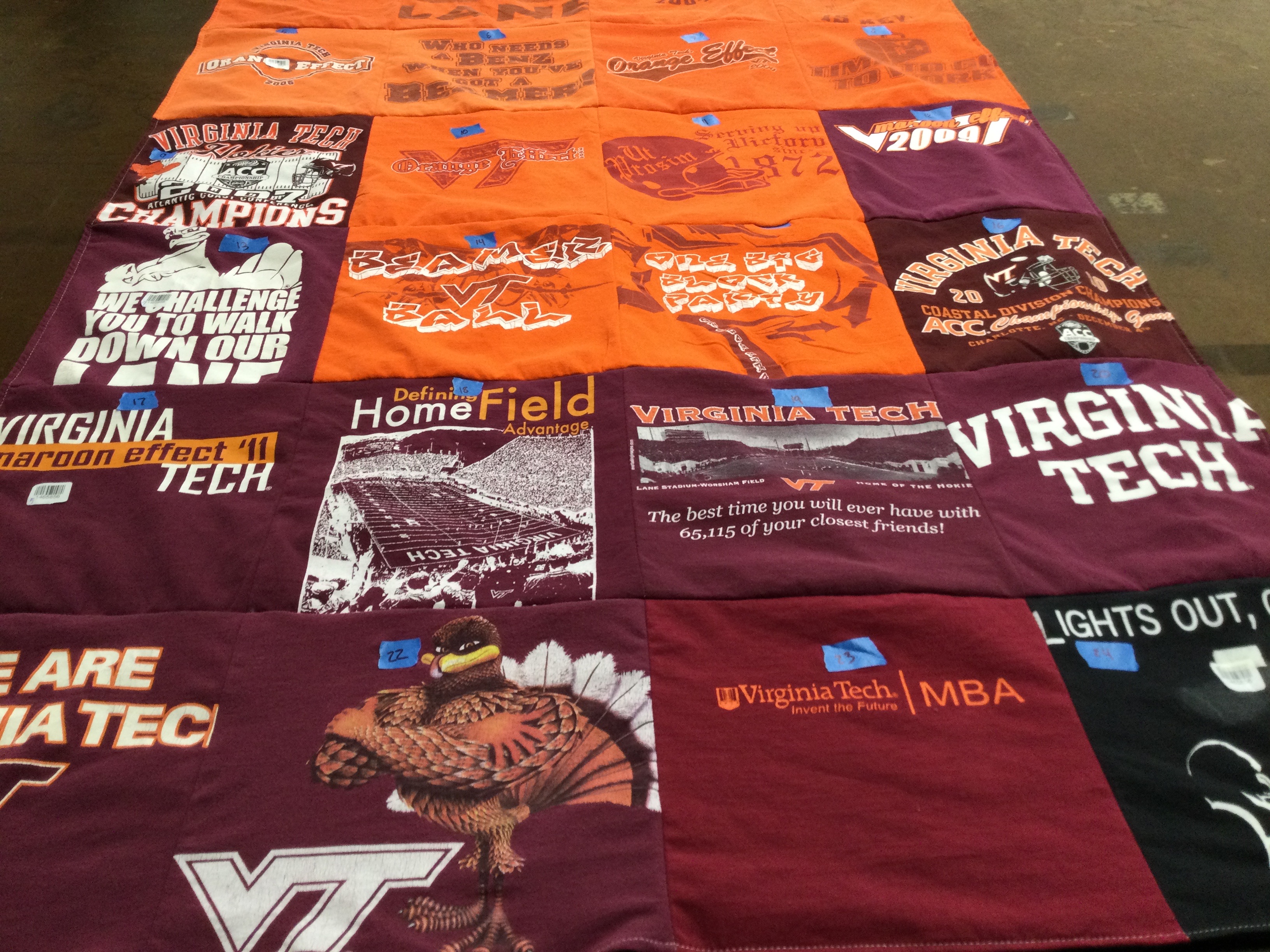 T-shirt quilt from virginia tech university by Heidi from CA