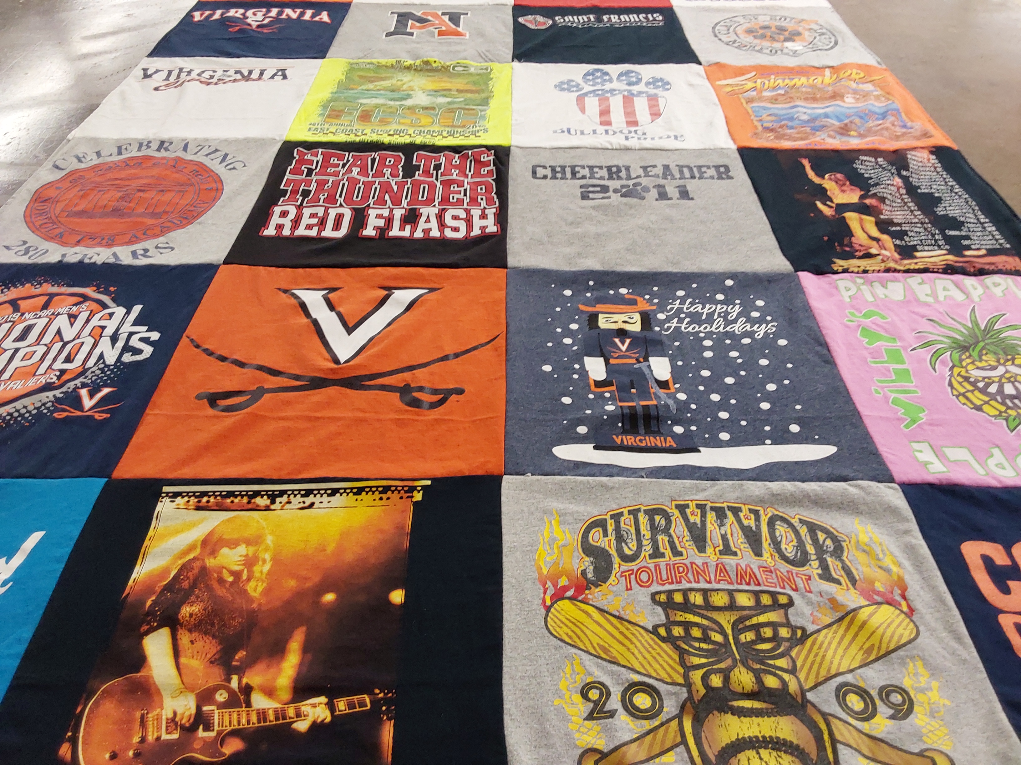T-shirt quilt featuring university of virginia, saint francis university by Karina from VA