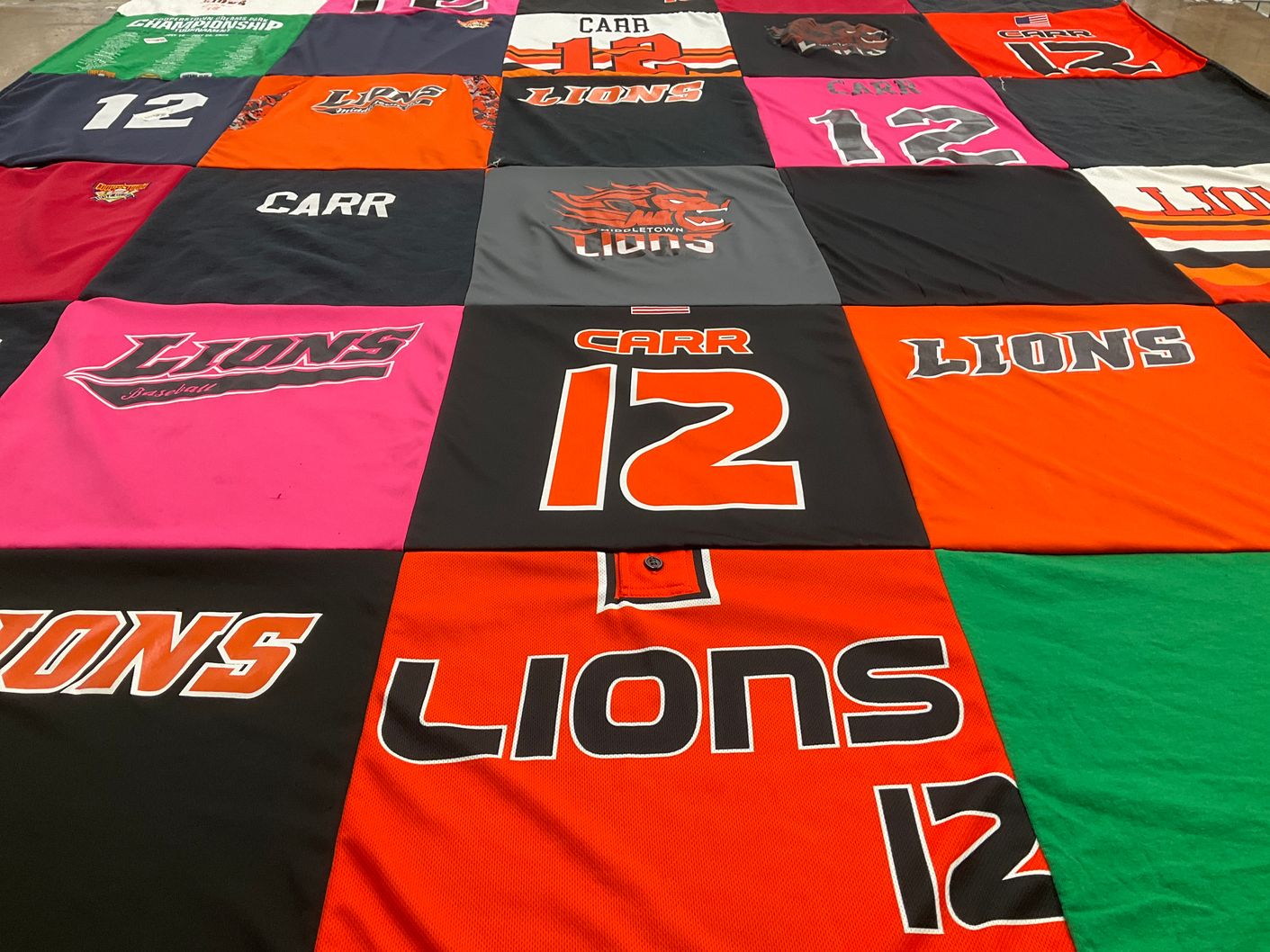 T-shirt quilt with sports, baseball themes by Amanda from NJ