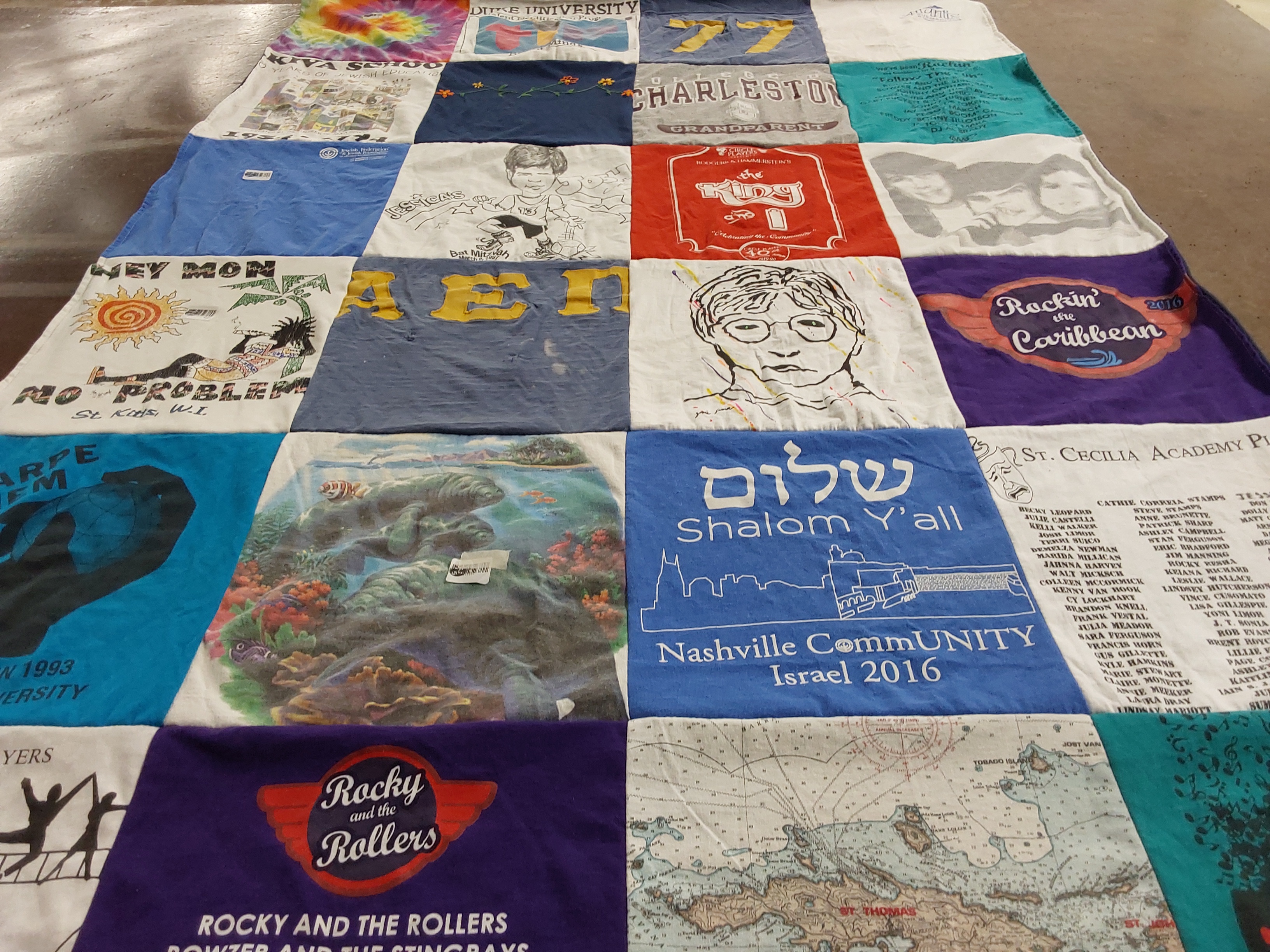 T-shirt quilt from la salle university, st cecilia academy by Naomi from TN