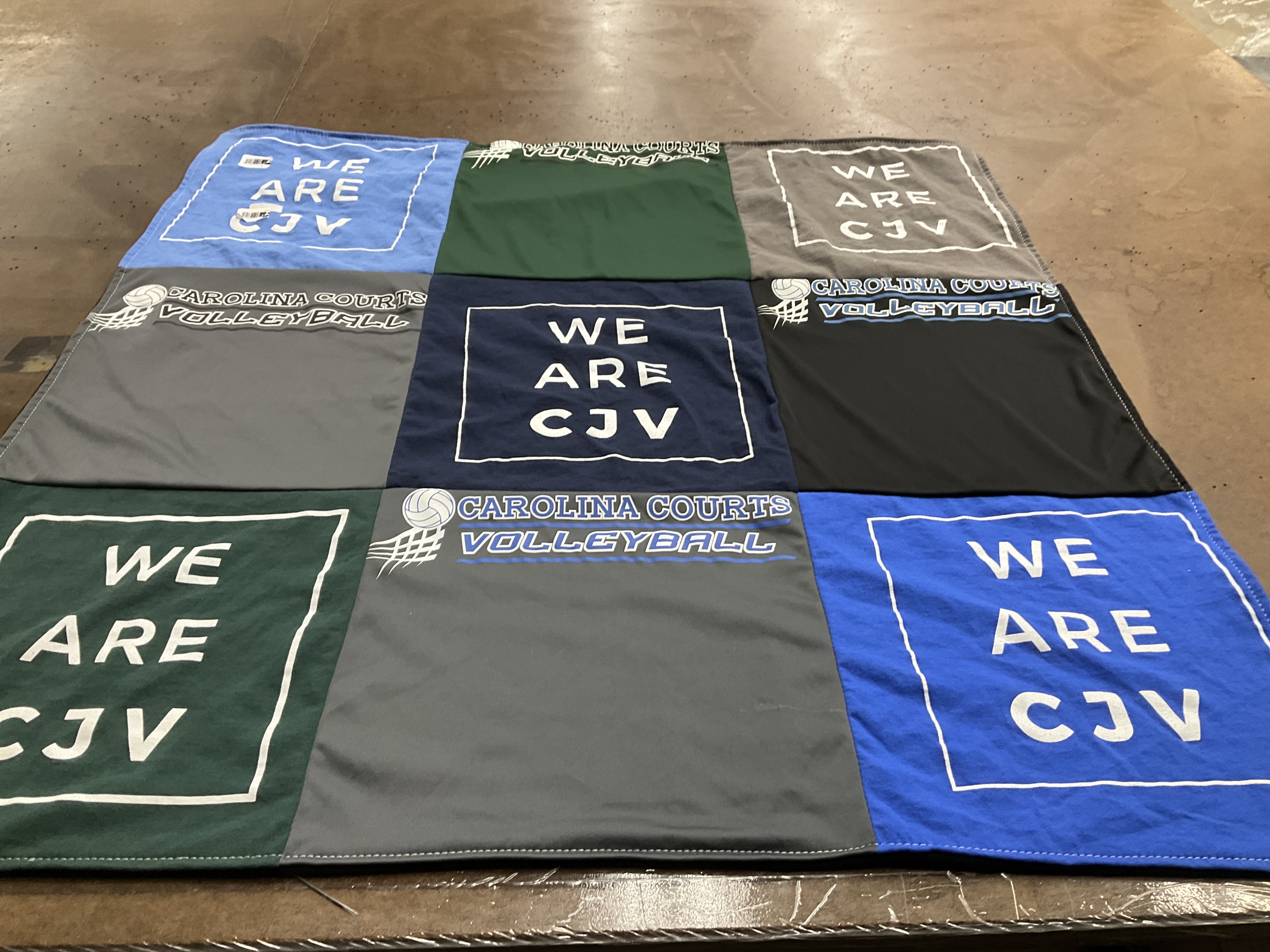 T-shirt quilt with volleyball themes by Melissa from NC